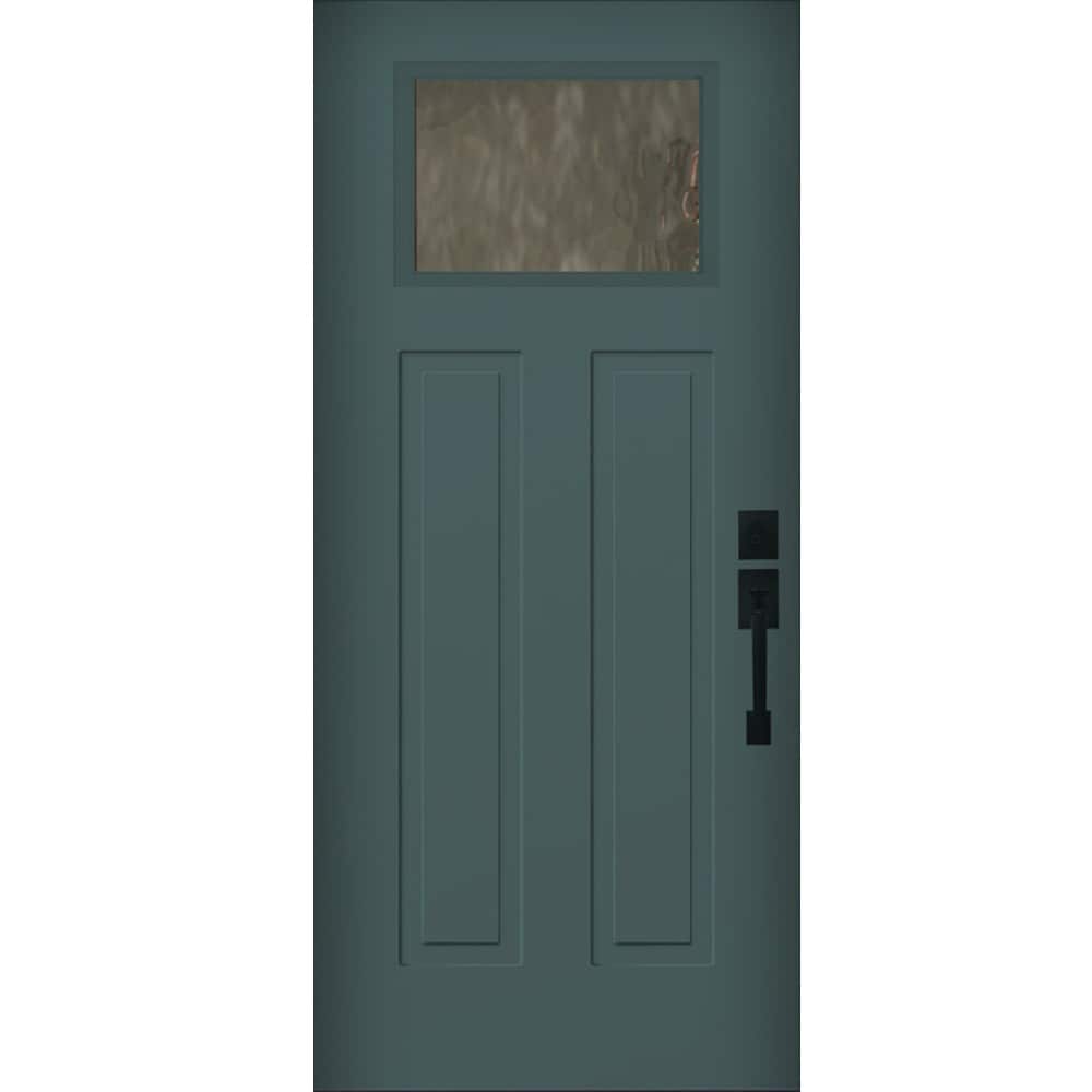RELIABILT 10172502 Entry Door 36-in x 80-in x 4-9/16-in Steel Craftsman Left-hand inswing Estuary Painted Prehung Front Door with Brickmould Insulating core