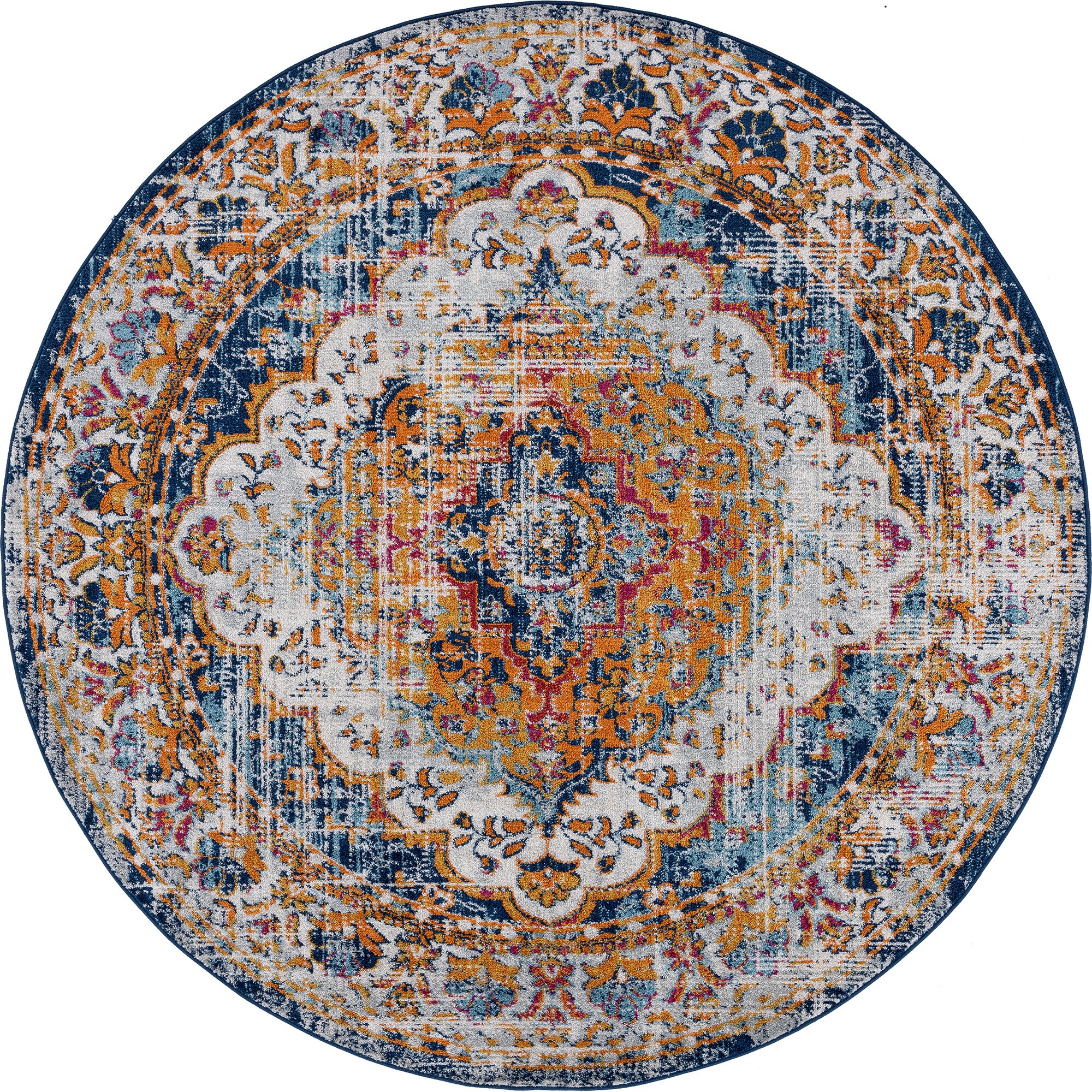 Tayse DIA1304 8RND Diamond 8 X 8 (ft) Yellow Round Indoor Area Rug