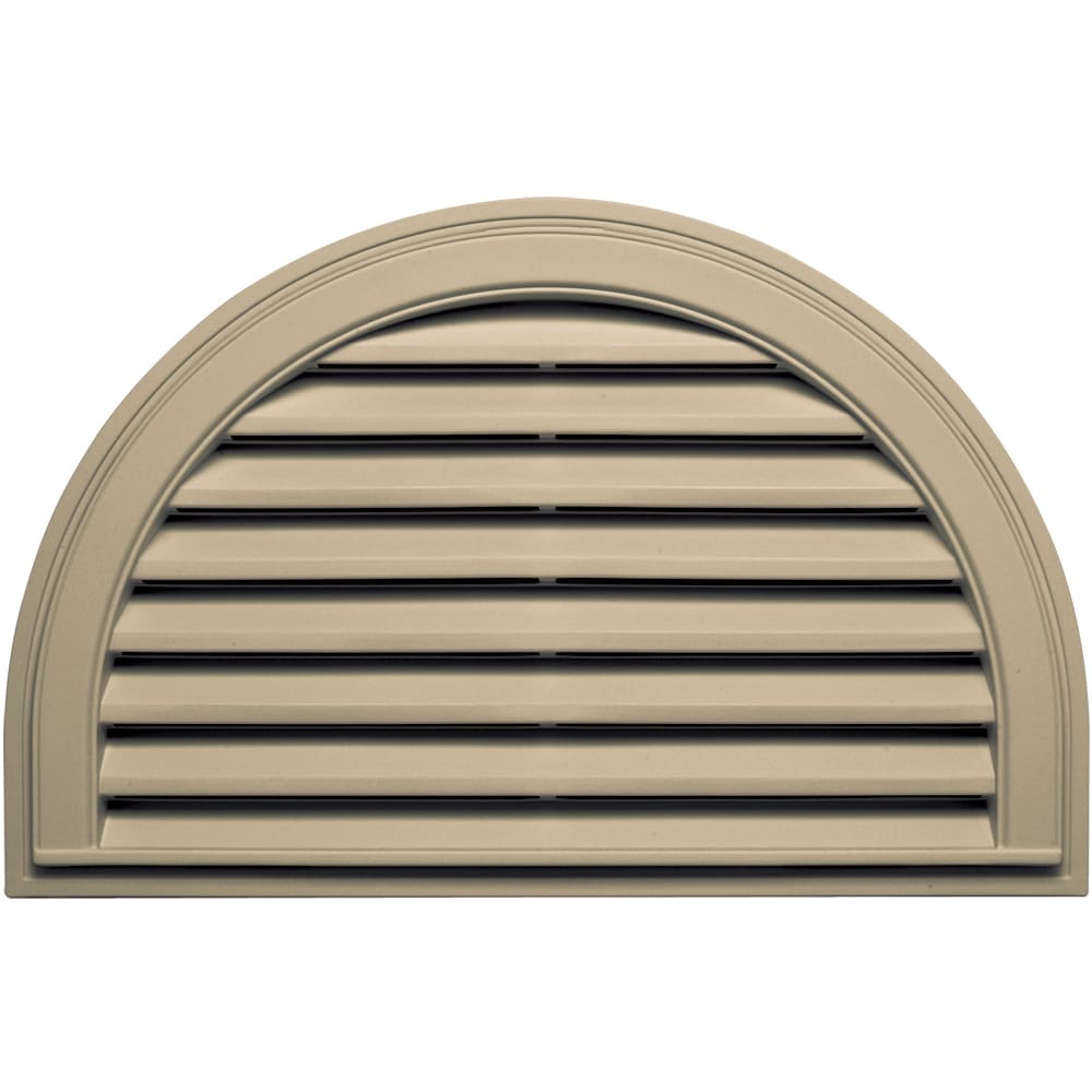 Builders Edge 120023422013 34-in x 22-in Light Almond Half round Vinyl Gable Louver Vent