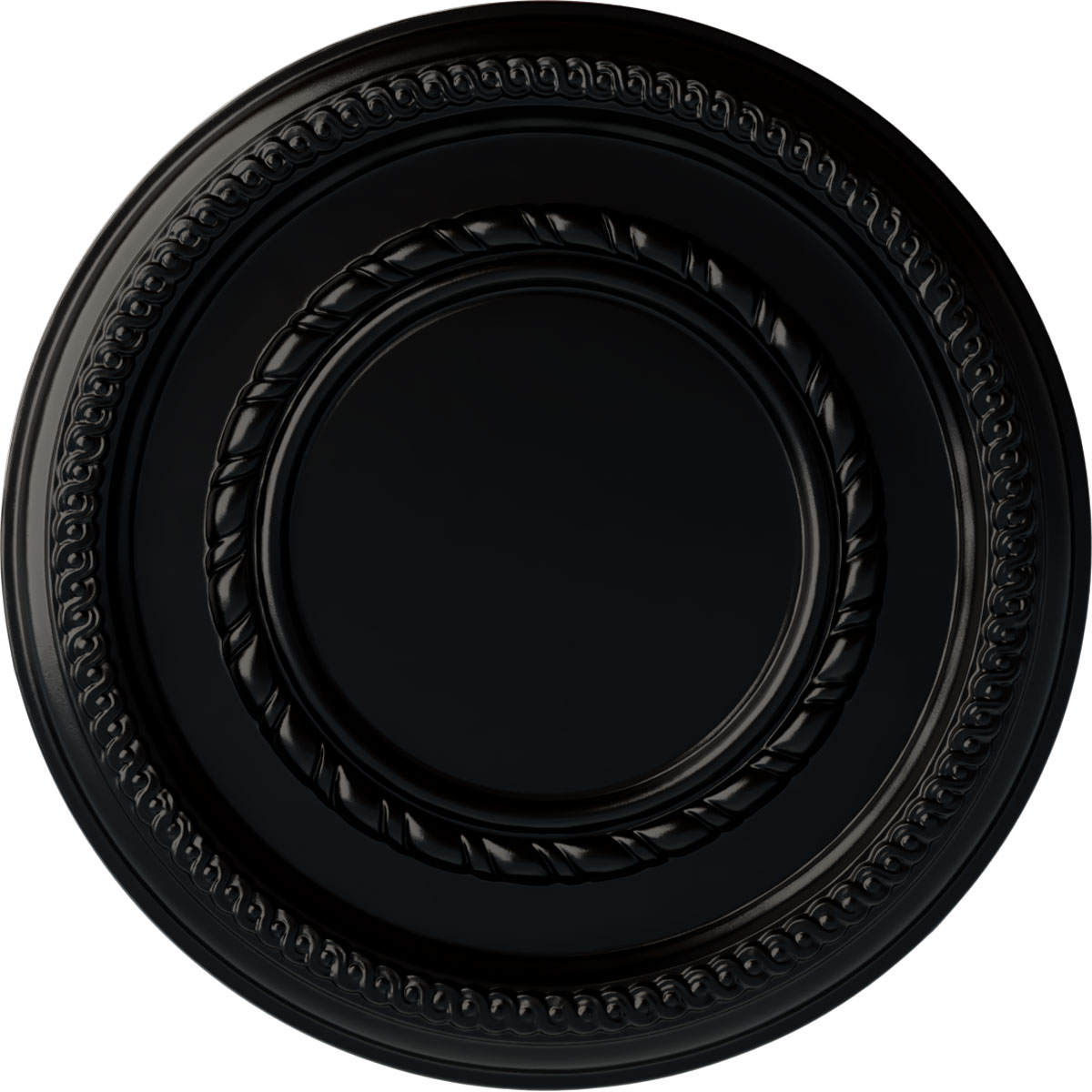 Ekena Millwork CM12FEBLF Federal Roped Small 12.5-in W x 12.5-in L Painted Jet Black Polyurethane Whole Ceiling Medallion
