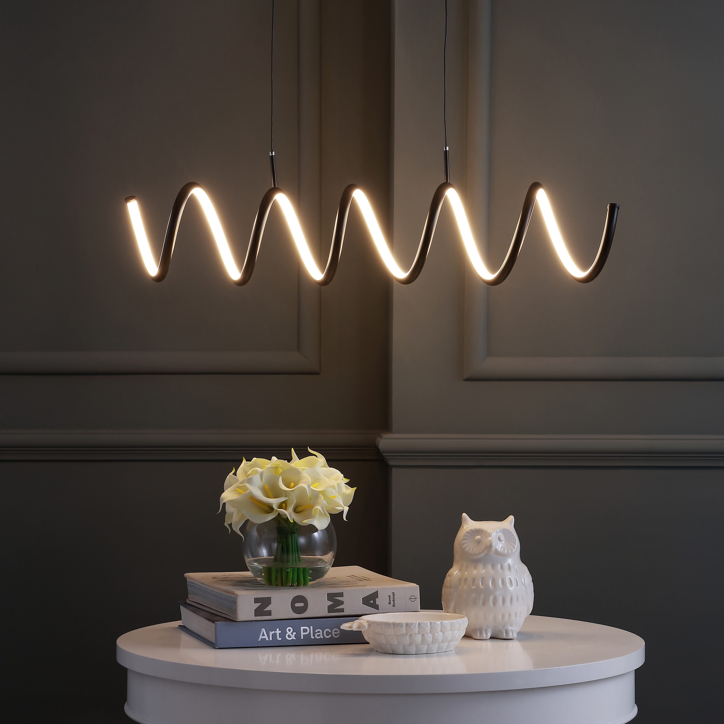 JONATHAN  Y JYL7024B Ali 31" Dimmable Adjustable Integrated Minimalistic Glam Black Modern/contemporary Geometric Integrated LED Large Hanging Pendant light