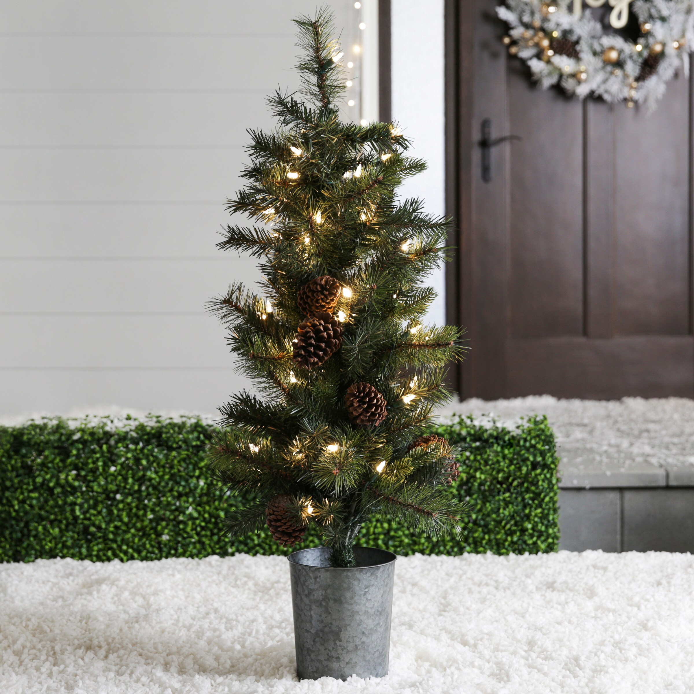 GE 3.5-ft Pine Pre-lit Slim Artificial Christmas Tree with 50 Multi ...