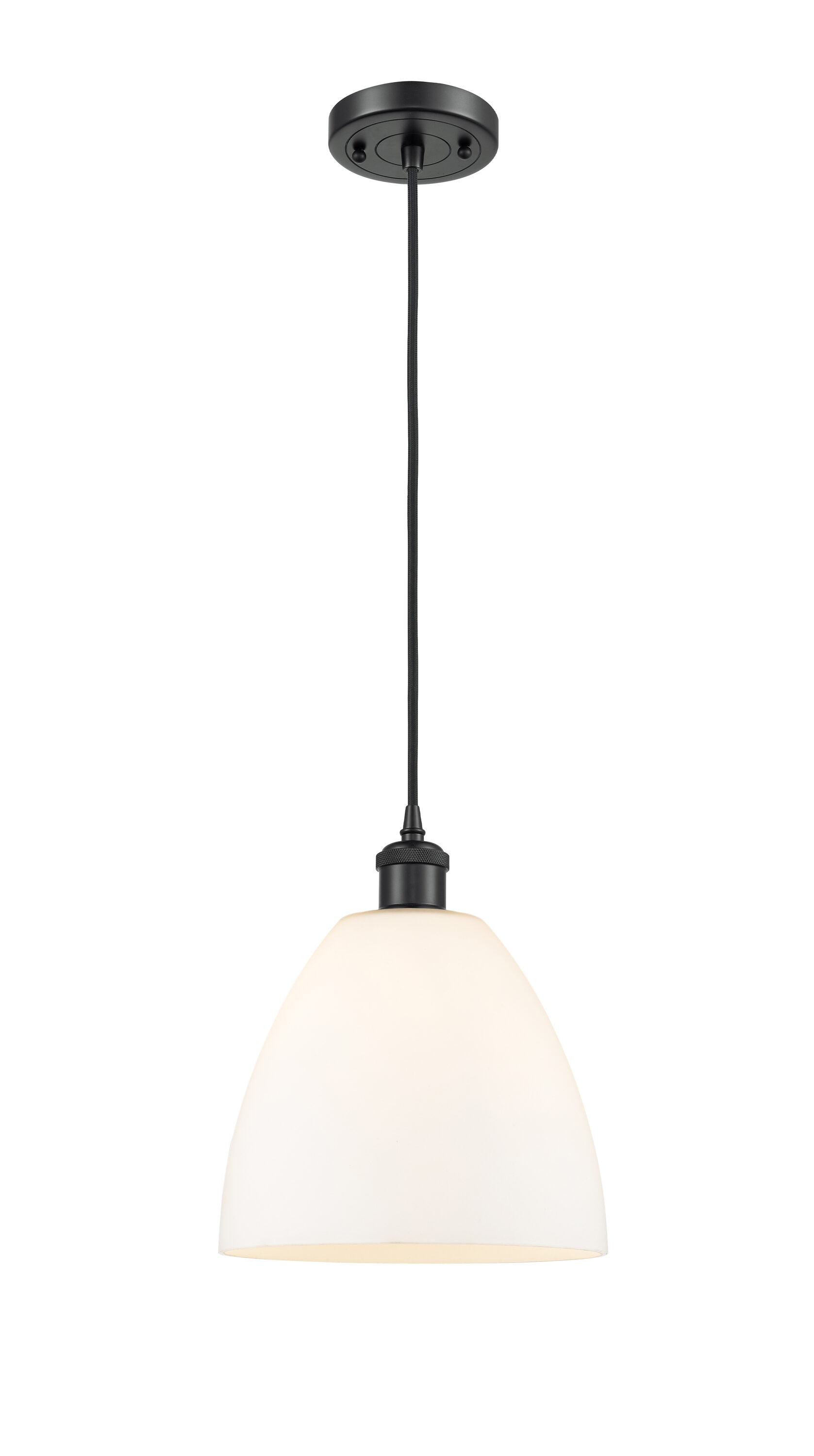Innovations Lighting 516-1P-BK-GBD-91 Bristol Glass Matte Black Industrial Opal glass Dome Medium Hanging Pendant light