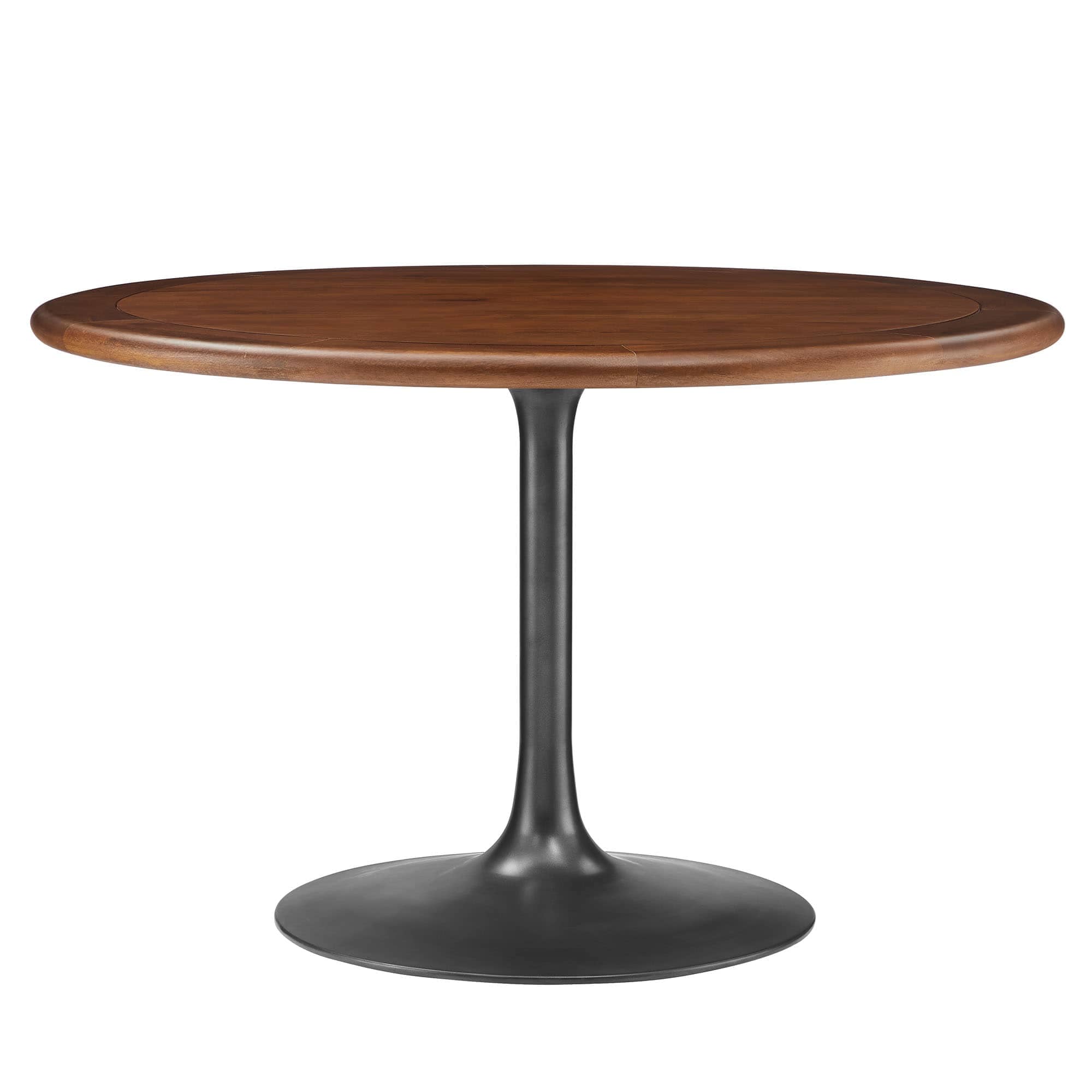 Modway EEI-7070-BLK-WAL Lippa 48 Inch  Round Pedestal Solid Wood Dining Table in Black Walnut