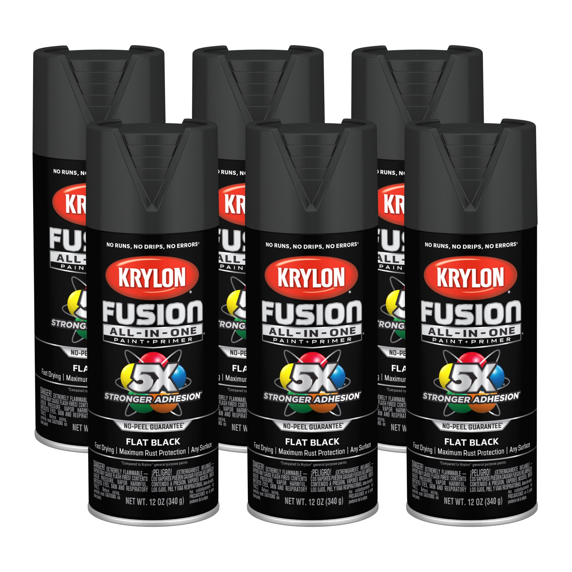 Krylon Fusion All-In-One 6-Pack Flat Black Spray Paint and Primer