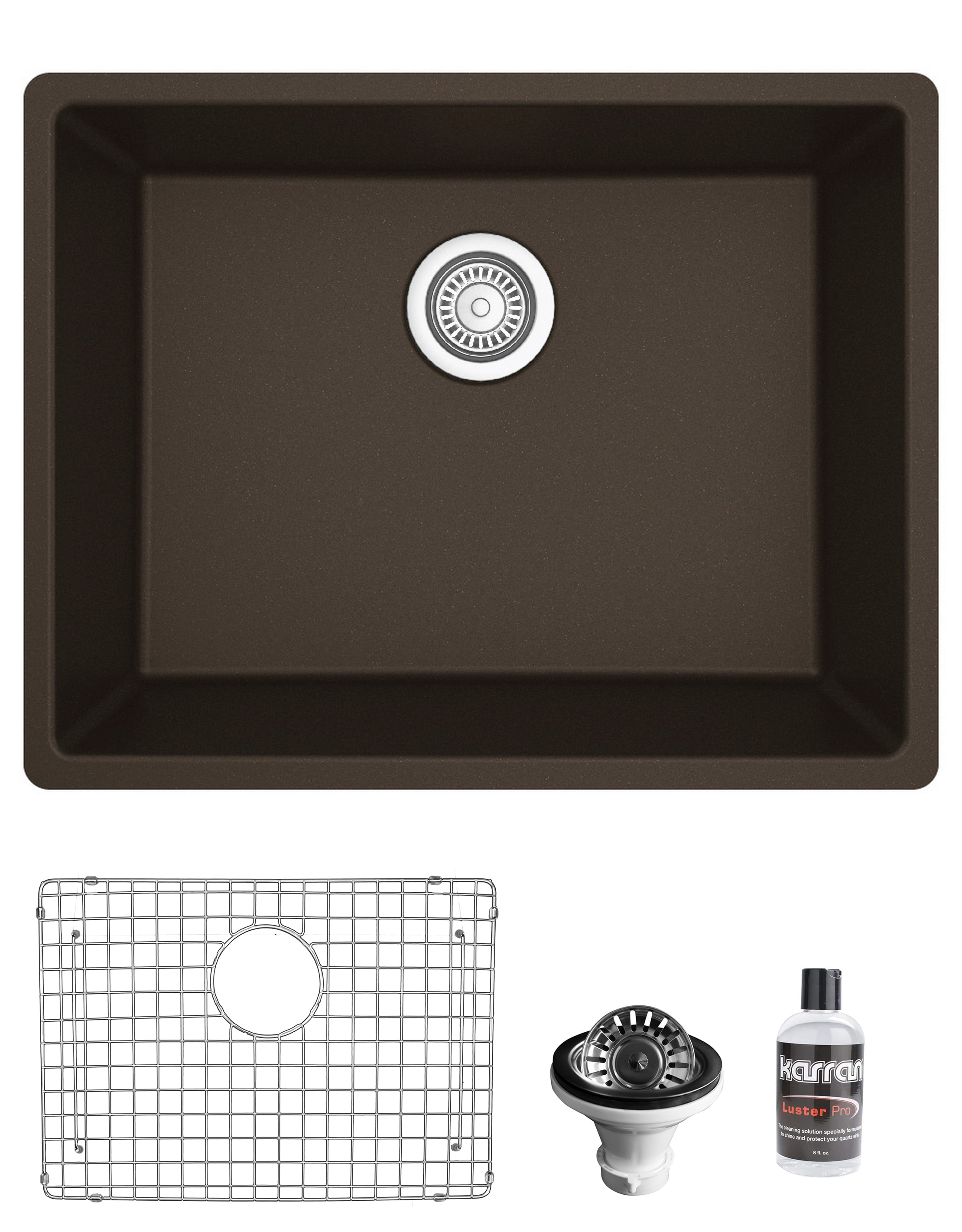 Karran QU-820-BR-PK1 Undermount 24.375-in x 19.125-in Quartz Single bowl Kitchen Sink