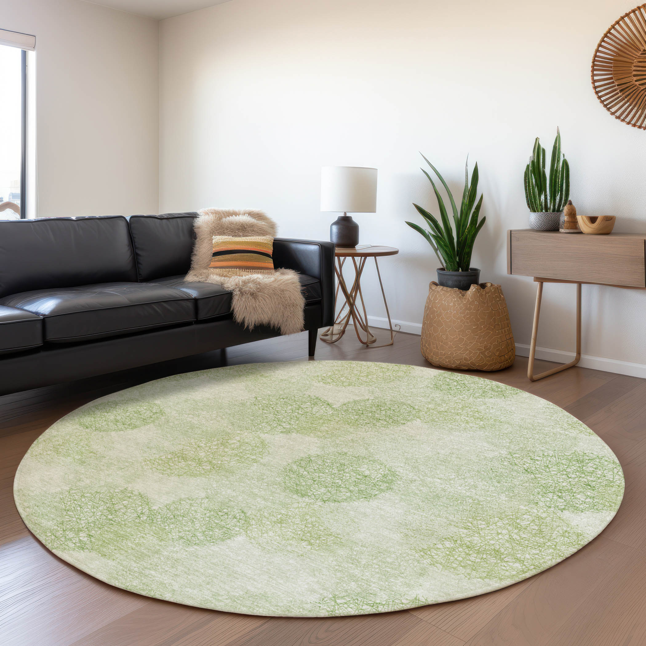 Addison Rugs ACN977AL8RO Chantille ACN977AL 8 x 8 (ft) Loomed Polyester Aloe Round Indoor/Outdoor Geometric Machine washable Area rug