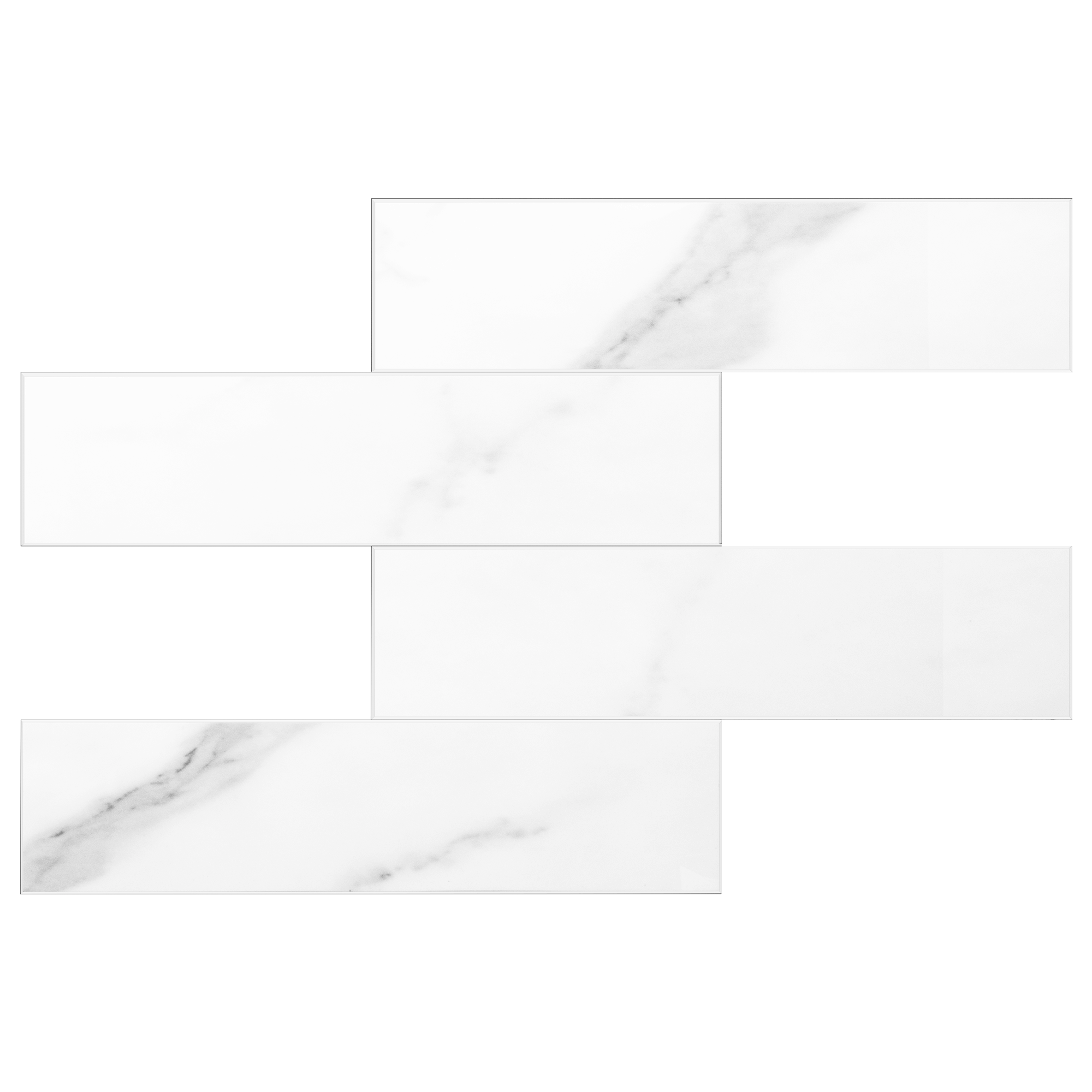 LuxySplash LS0701 Drita White Marble 12-in x 18-in Glossy Composite Subway Wall Tile (3-sq. ft/ Carton)