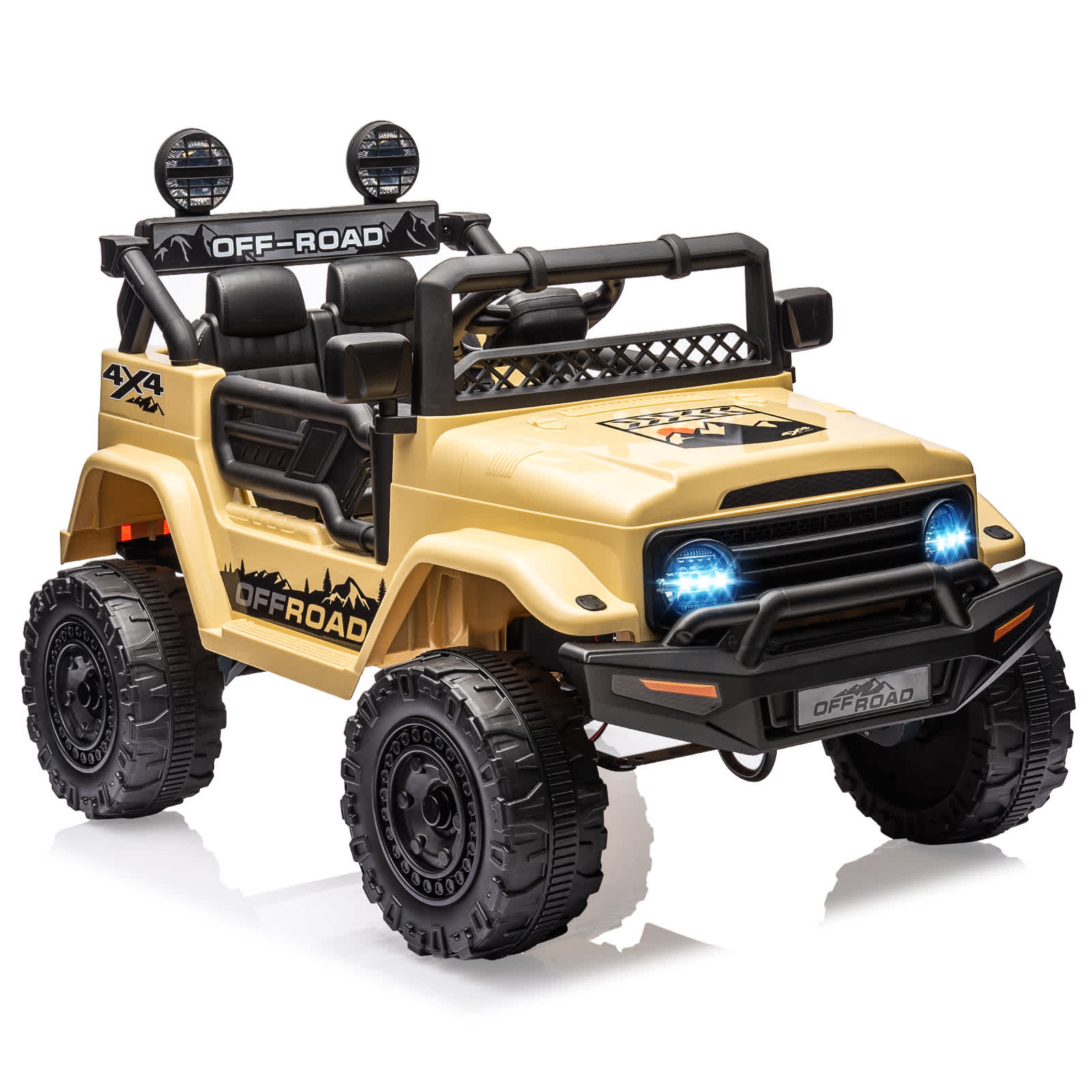 Qeetex TCPTO0YUVWDQO 12V Kids Electric Ride On Truck With Remote Control Three Speeds Led Lights Music And Spring Suspension For Ages 3 To 8 Yellow