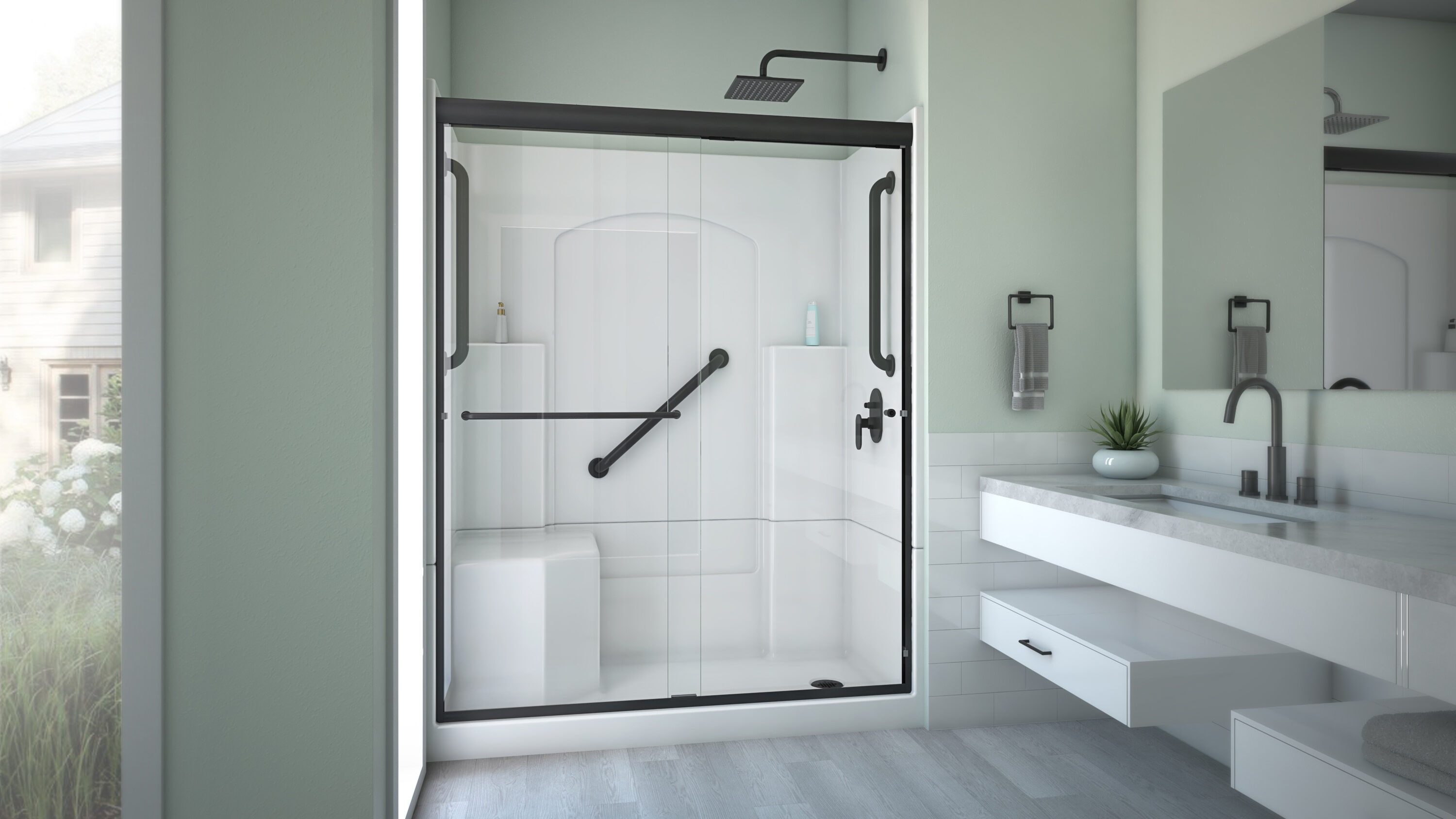 Laurel Mountain L3260SH1S4PLWM1 Alcove-Shower-Kit - View #9