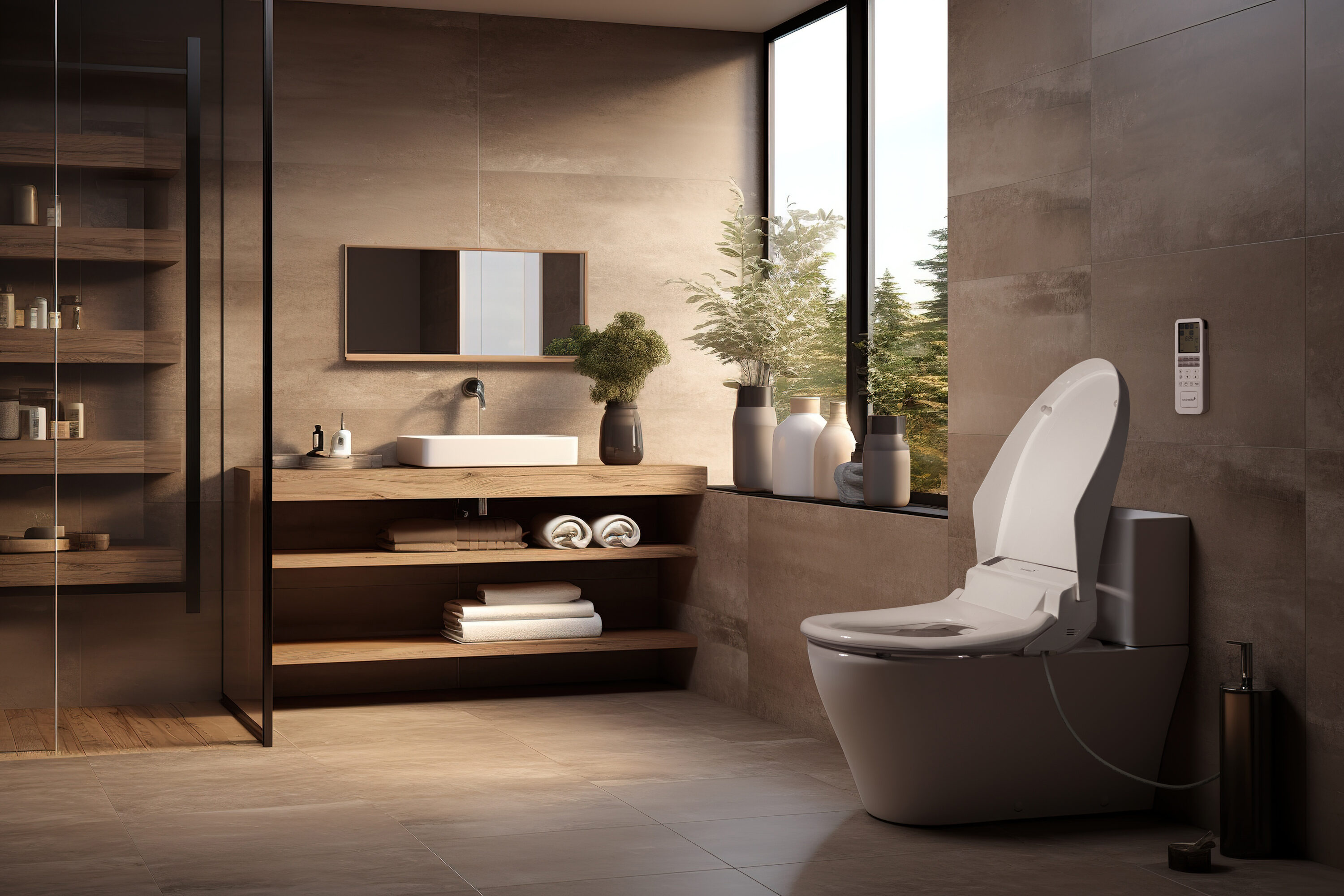 White Elongated Electric Bidet Toilet Seat with Remote Control