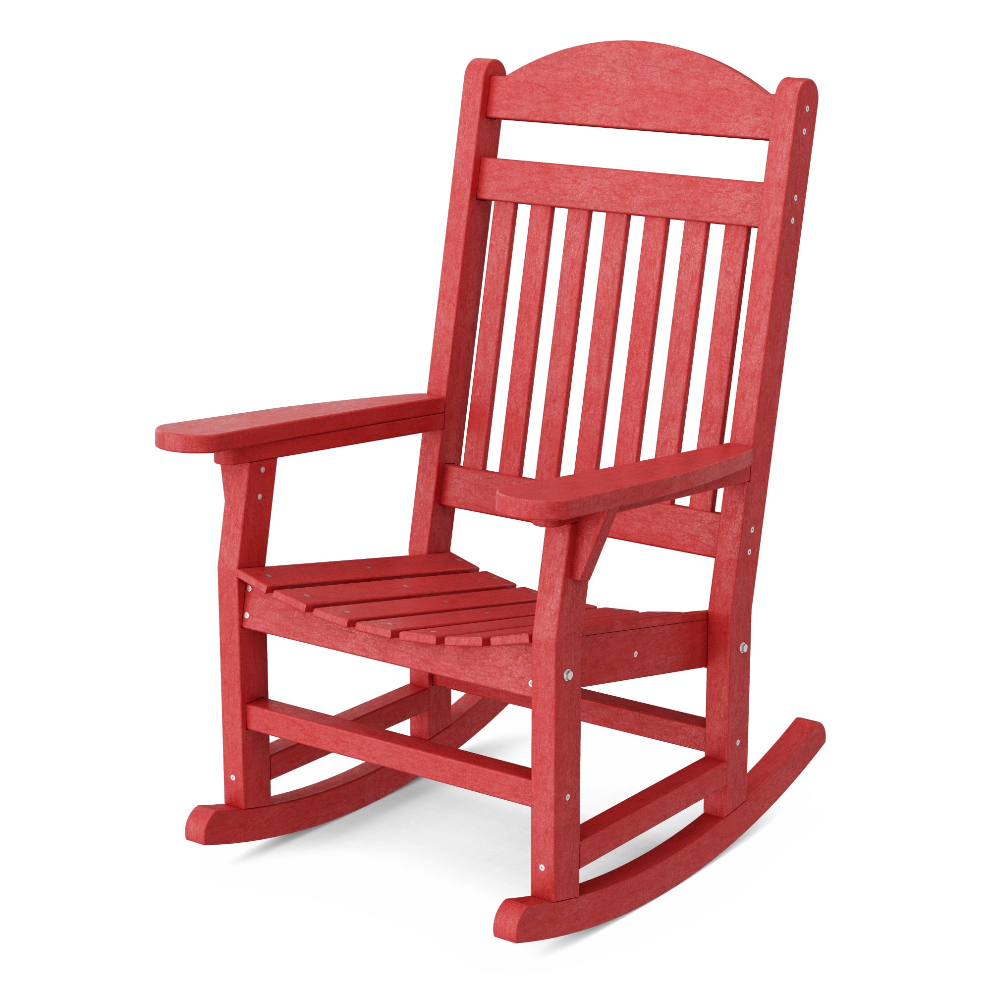 Wildridge LCC-101-CR Heritage Traditional Cardinal Red HDPE Frame Rocking Chair with Slat Seat