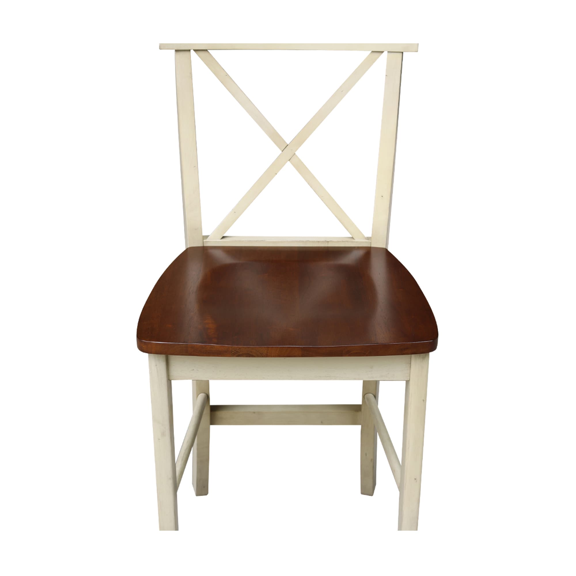 Almond and Espresso 24" X-Back Solid Wood Counter Height Stool