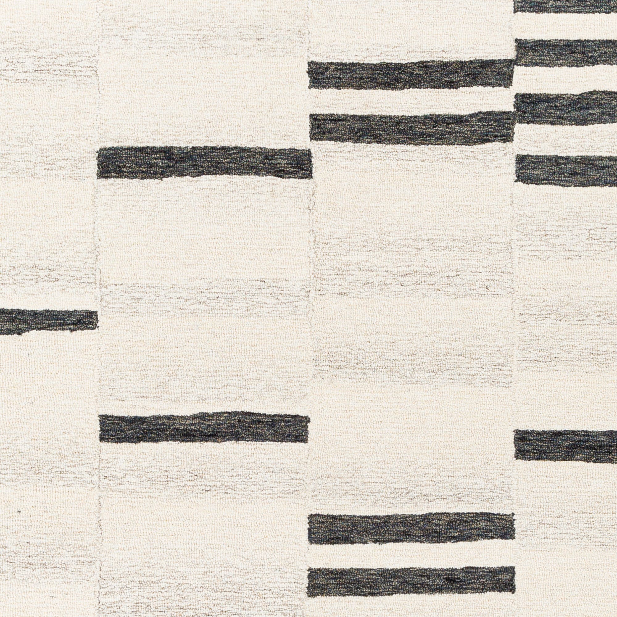 Handmade Tufted Black Wool Rectangular 5' x 7' Easy Care Rug