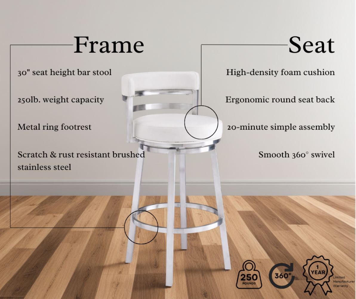 Armen Living LCMABABSWH30 stools - View #8