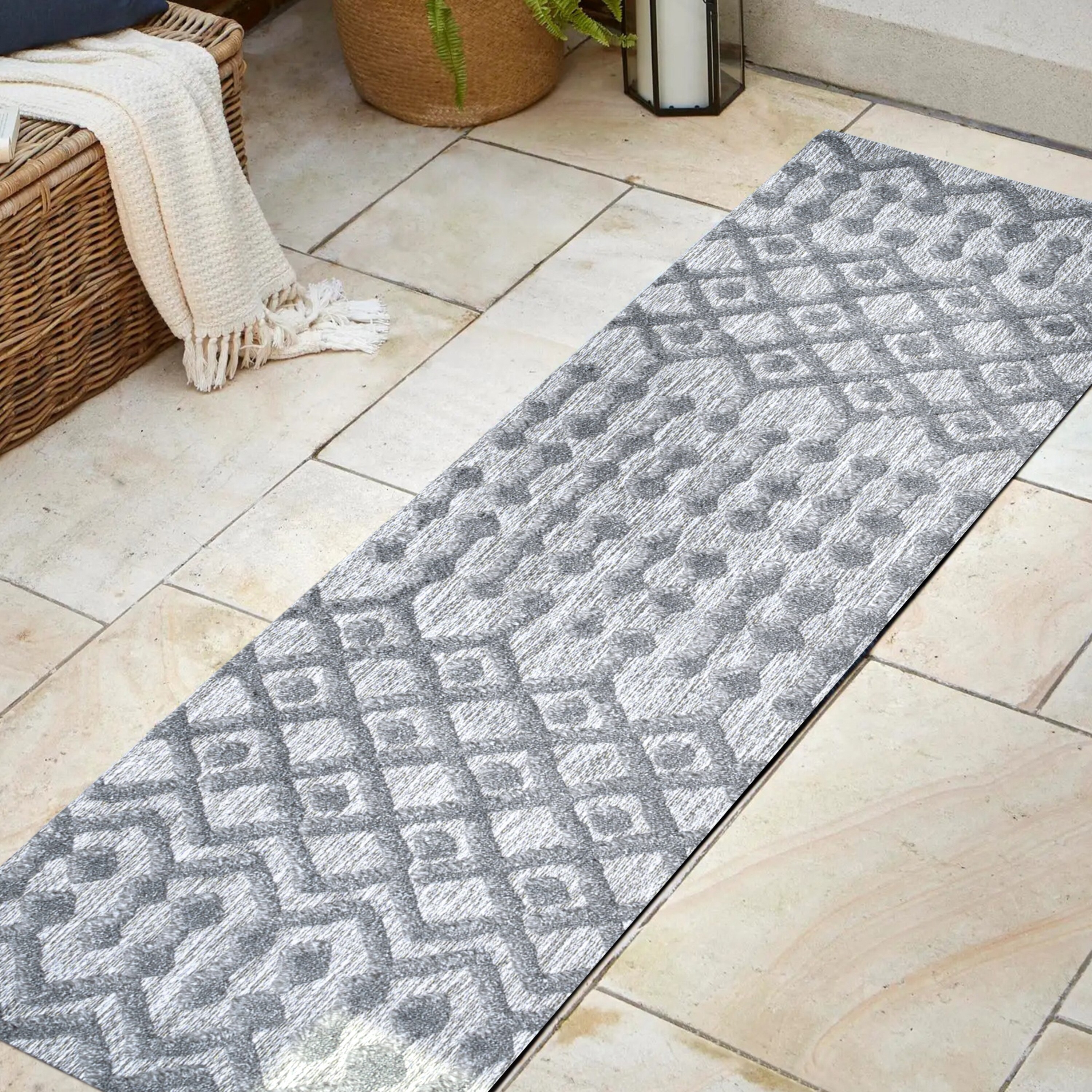 Handmade Moroccan Diamond Washable Area Rug - Dark Gray