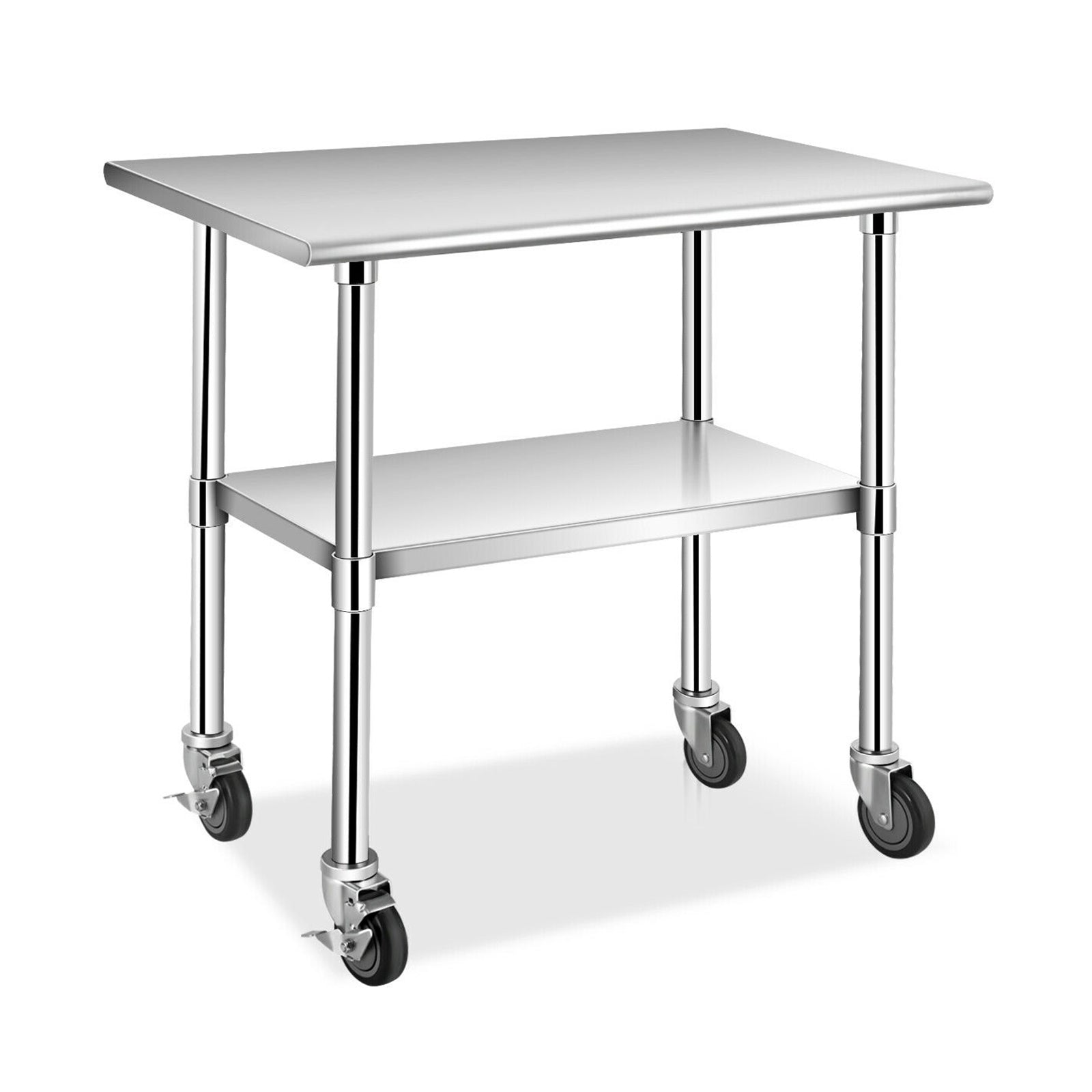 Boyel Living Adjustable Stainless Steel Commercial Kitchen Work Table with Wheels