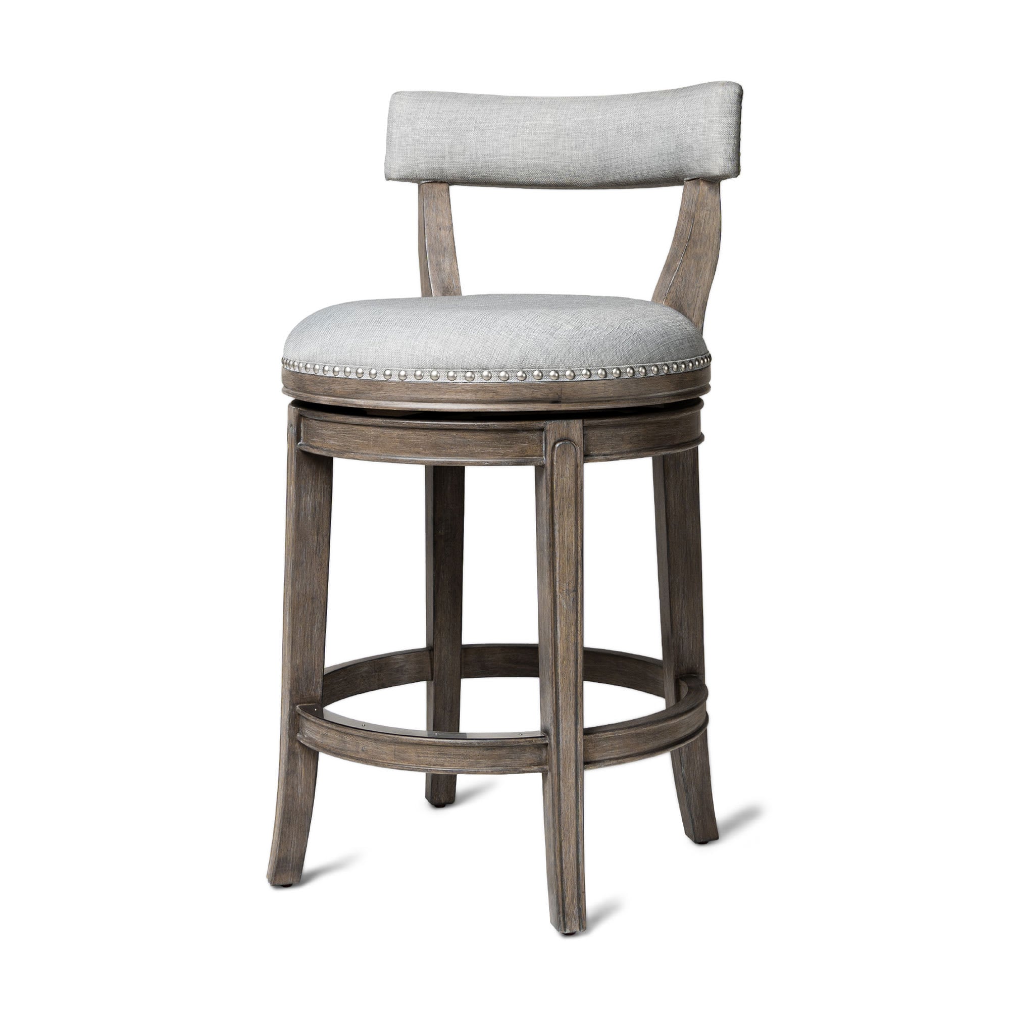 Maven Lane ML109313-FCS-RO Alexander Counter Stool in Reclaimed Oak Finish w/ Ash Grey Fabric Upholstery