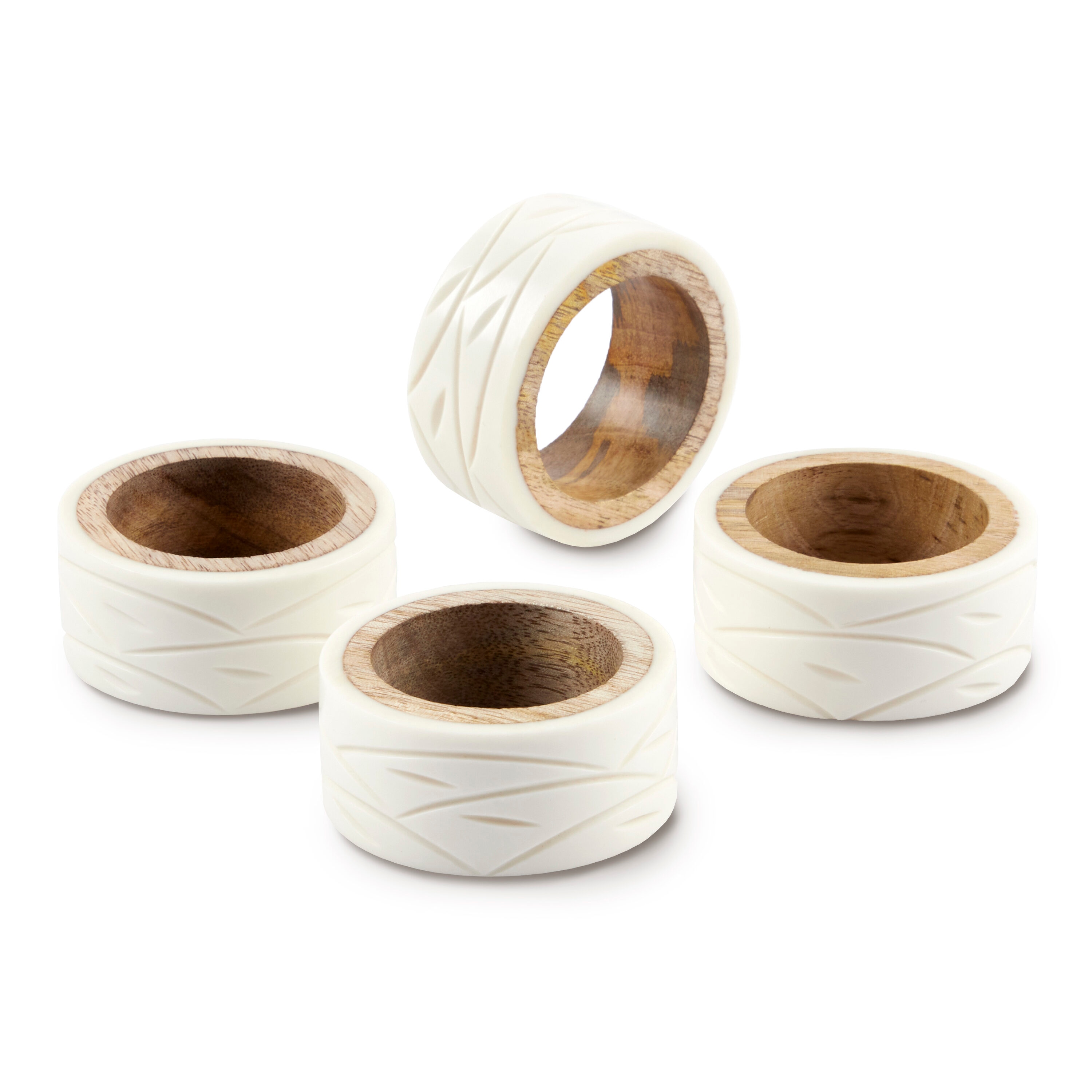 allen + roth HLLSD-105 4 -Pack Ivory Acrylic Cylinder Napkin ring(s)