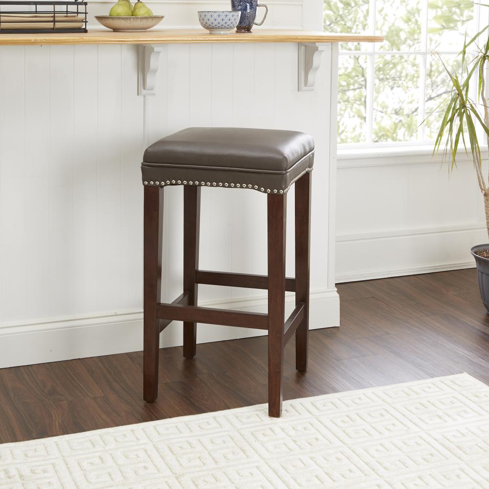 Cheyenne Products Brown Bar height Upholstered Wood Bar Stool at Lowes.com