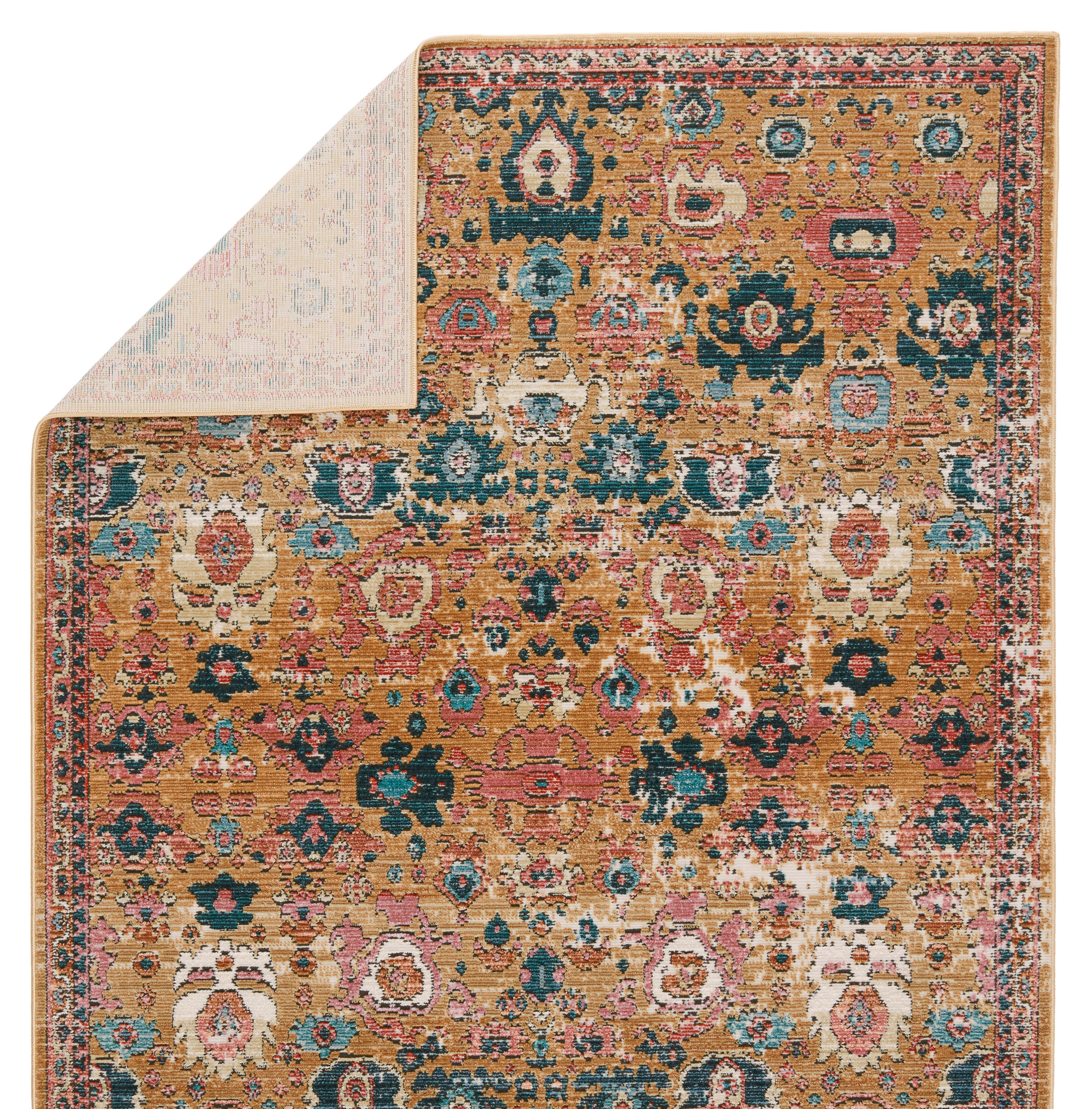 Reversible Blue and Cream 5' x 7' Traditional Wool Blend Rug