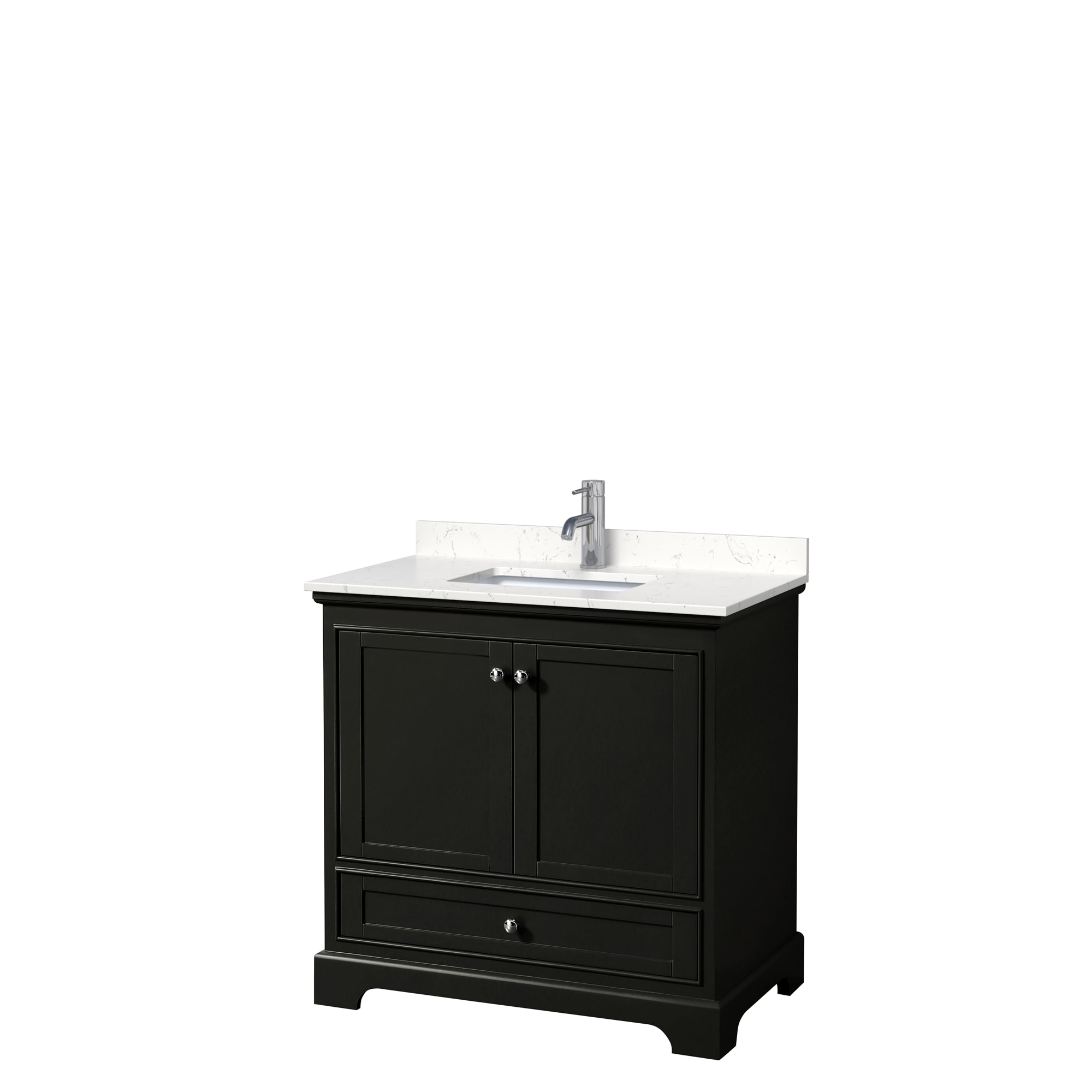 Wyndham Collection WCS202036SDEC2UNSMXX Deborah 36-in Dark Espresso with Polished Chrome Trim Undermount Single Sink Bathroom Vanity with Carrara Cultured Marble Cultured Marble Top