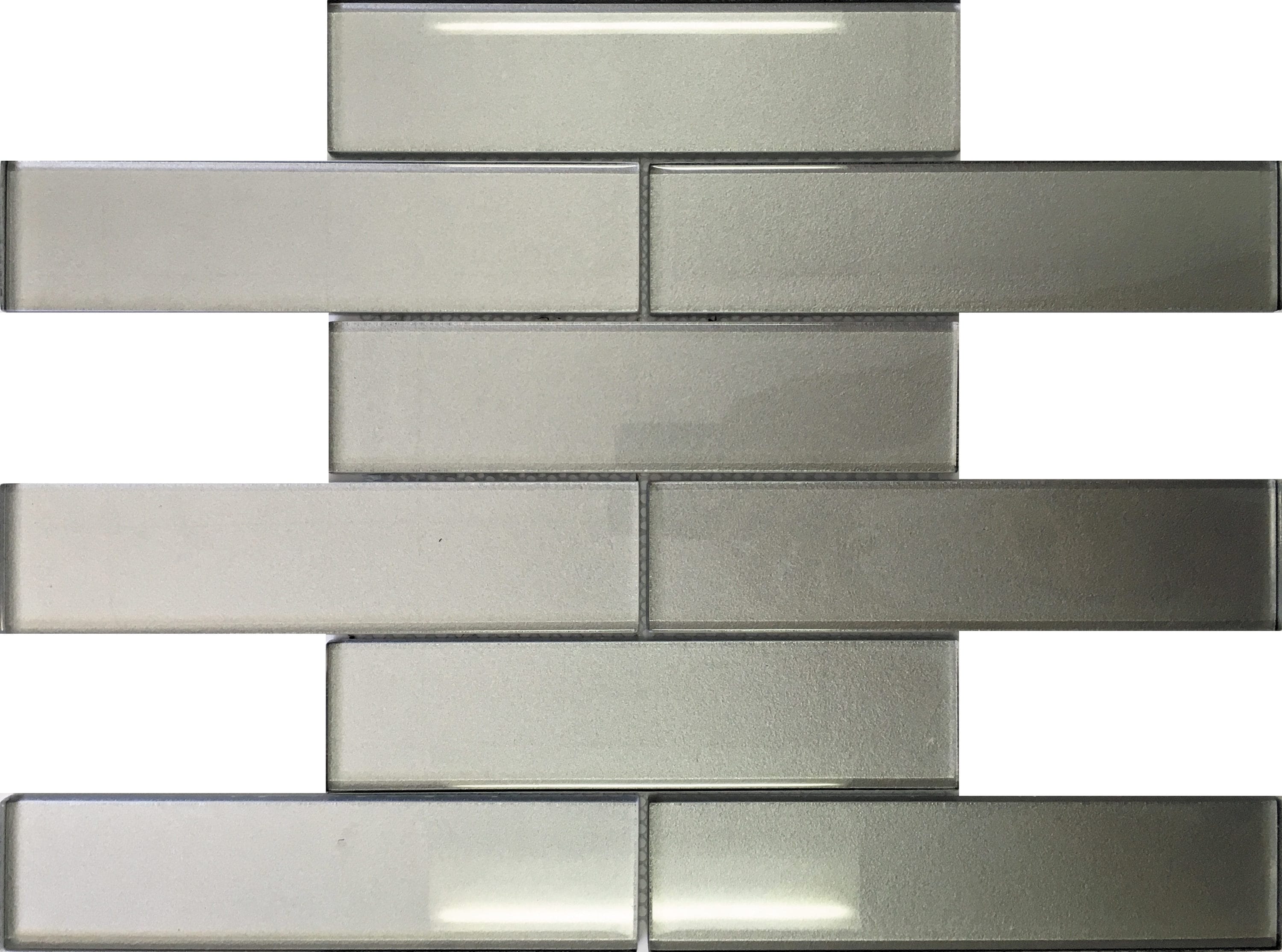 Apollo Tile (Sample) Cosmos Light Gray 4-in x 4-in Glossy Glass Brick Mosaic Wall Tile