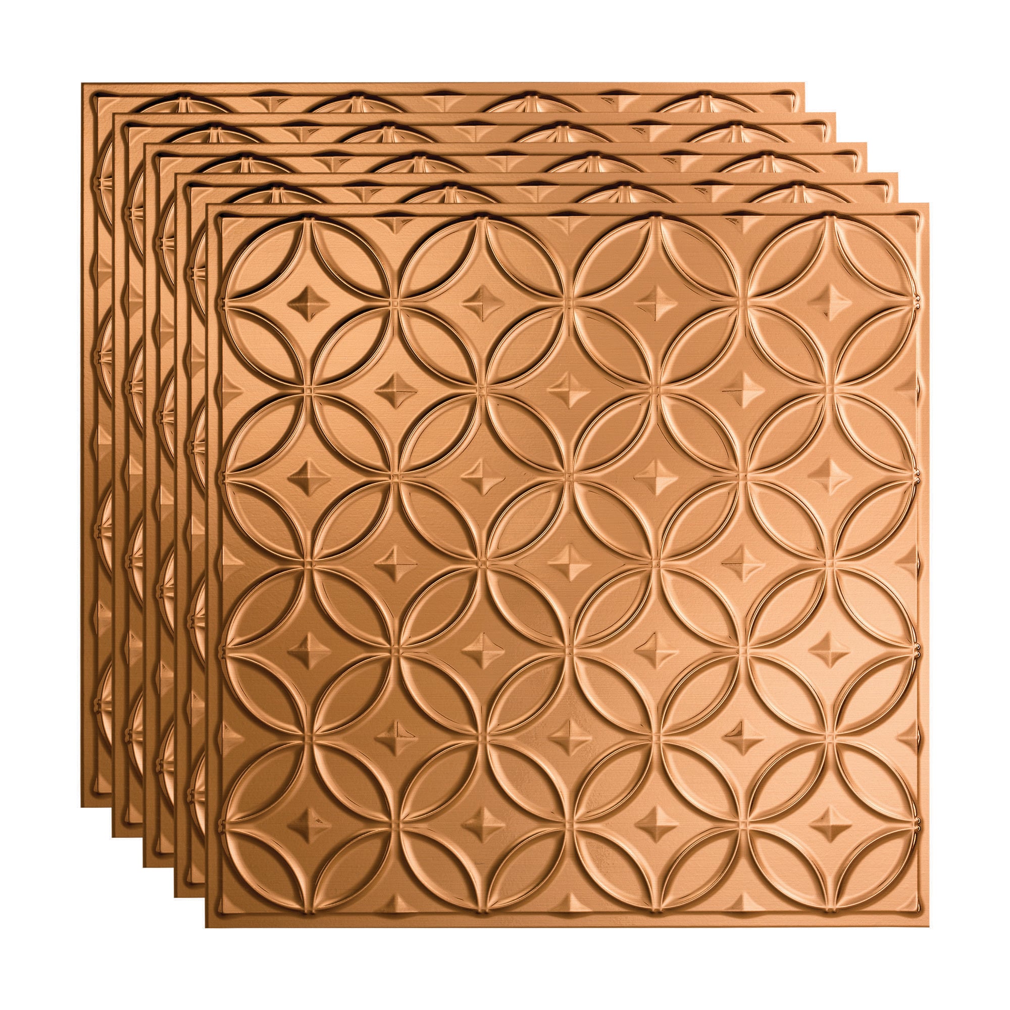 Fasade PL8225 2-ft x 2-ft Rings Polished Copper PVC Drop Ceiling Tile ( 5 -Pack, 20-Sq. Feet / Case )