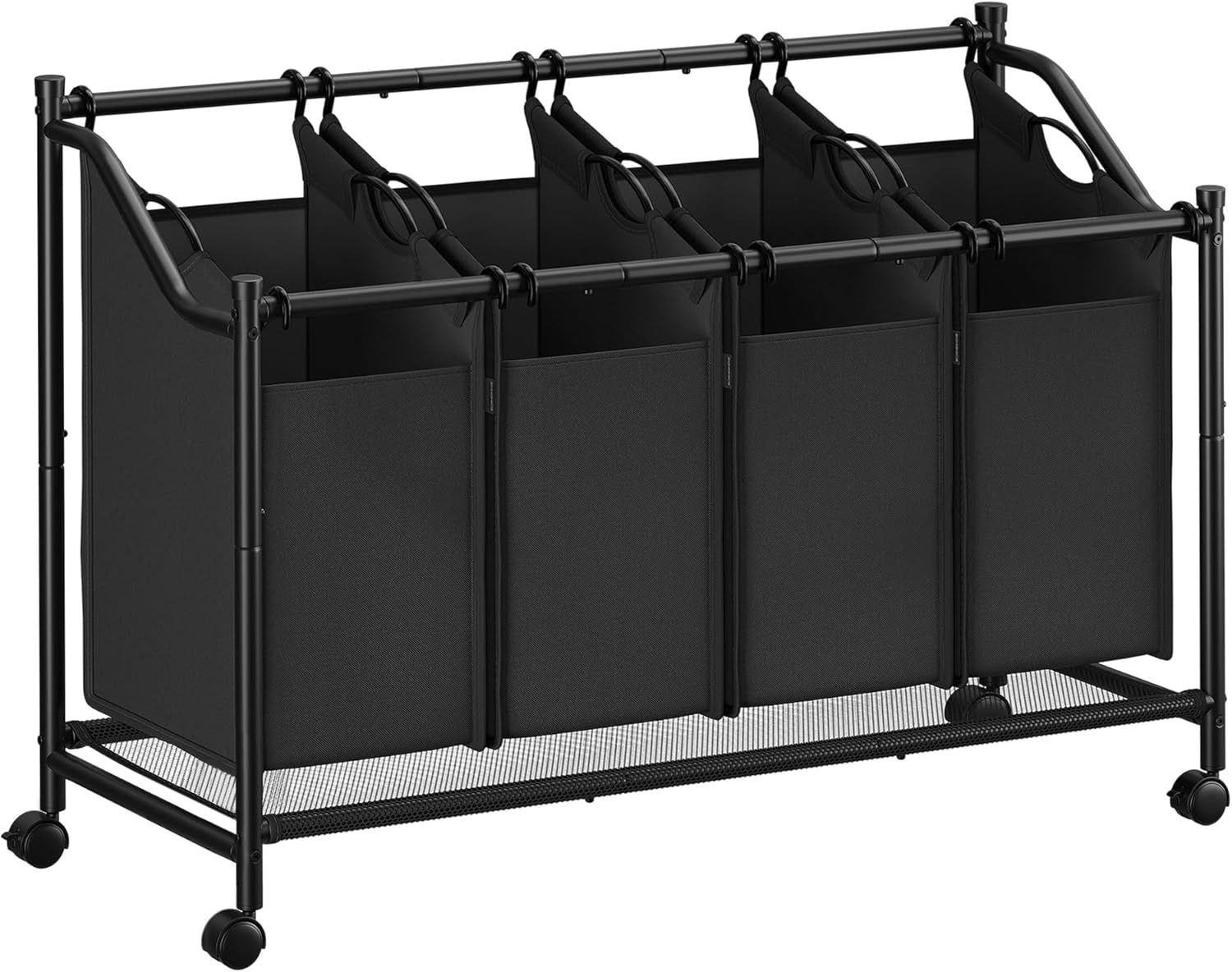 SONGMICS HOME RLS103B01 Rolling Laundry Sorter with 4 Removable Baskets – Mobile Hamper Cart in Ink Black