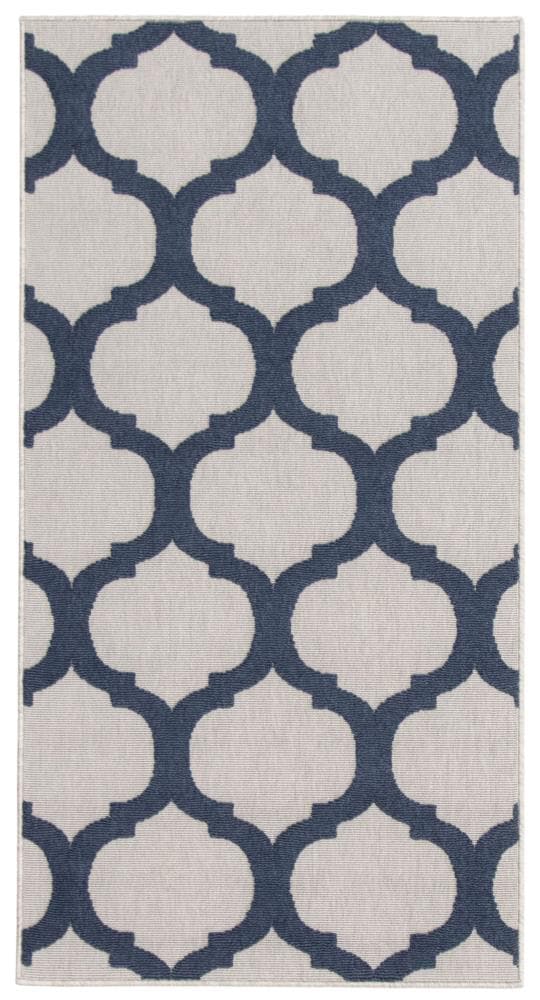 ECARPETGALLERY 351397 Cambridge 3 x 5 (ft) Polypropylene Gray, Navy Rectangular Indoor/Outdoor Trellis Moroccan Area rug