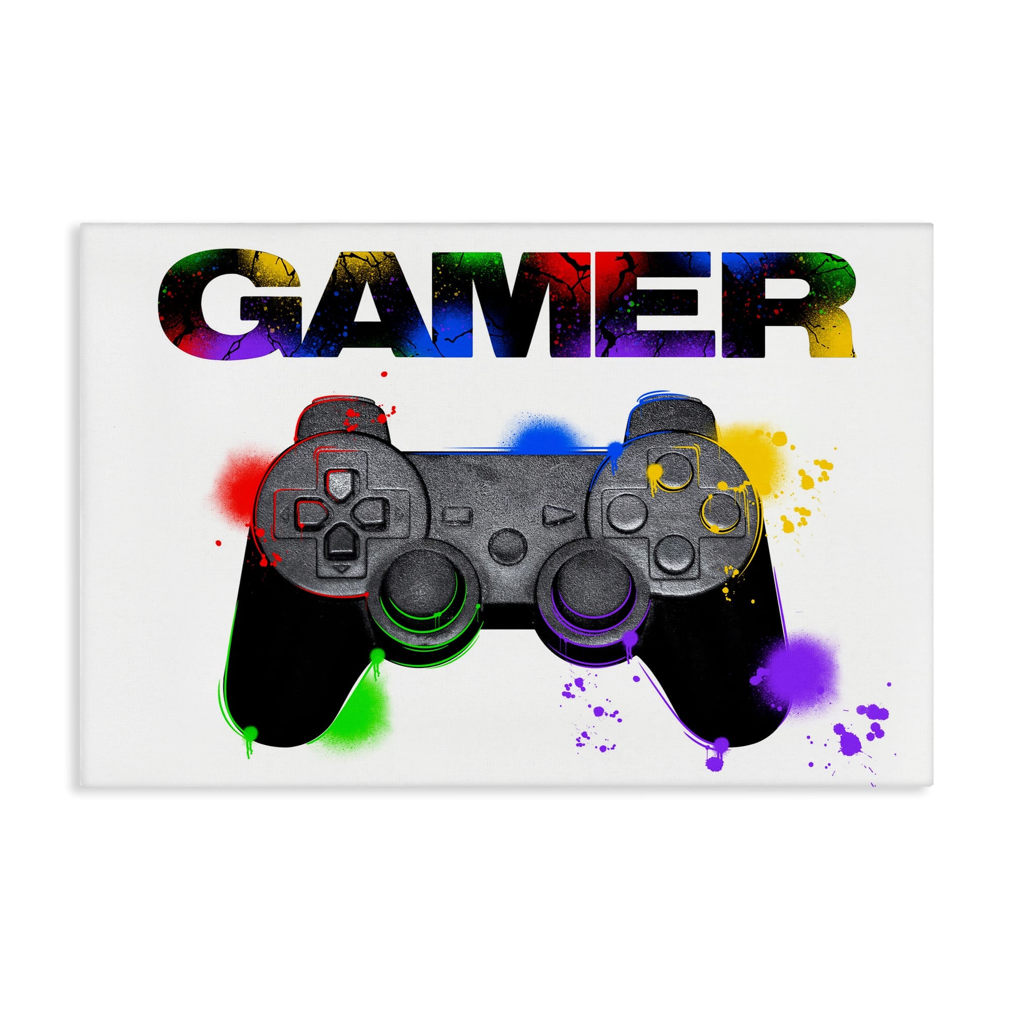 Stupell Industries BS-055-CN-20X30 Gamer with Rainbow Splashes Canvas design by Marcus Prime