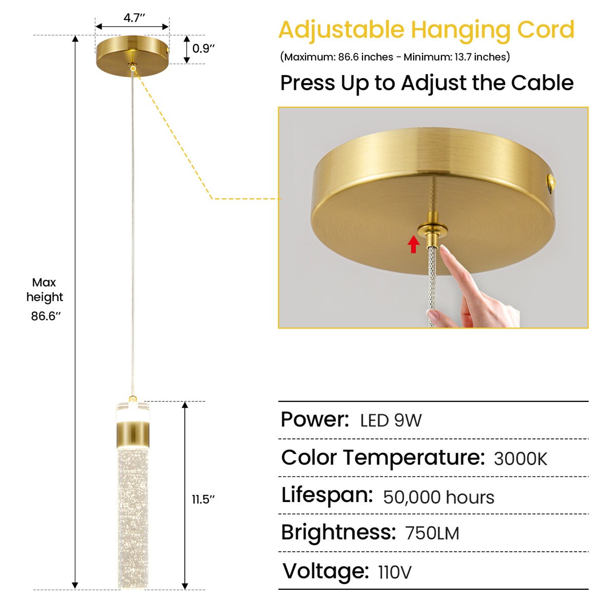 KAISITE 8016PL-01GD-US Pendant-Lights - View #3