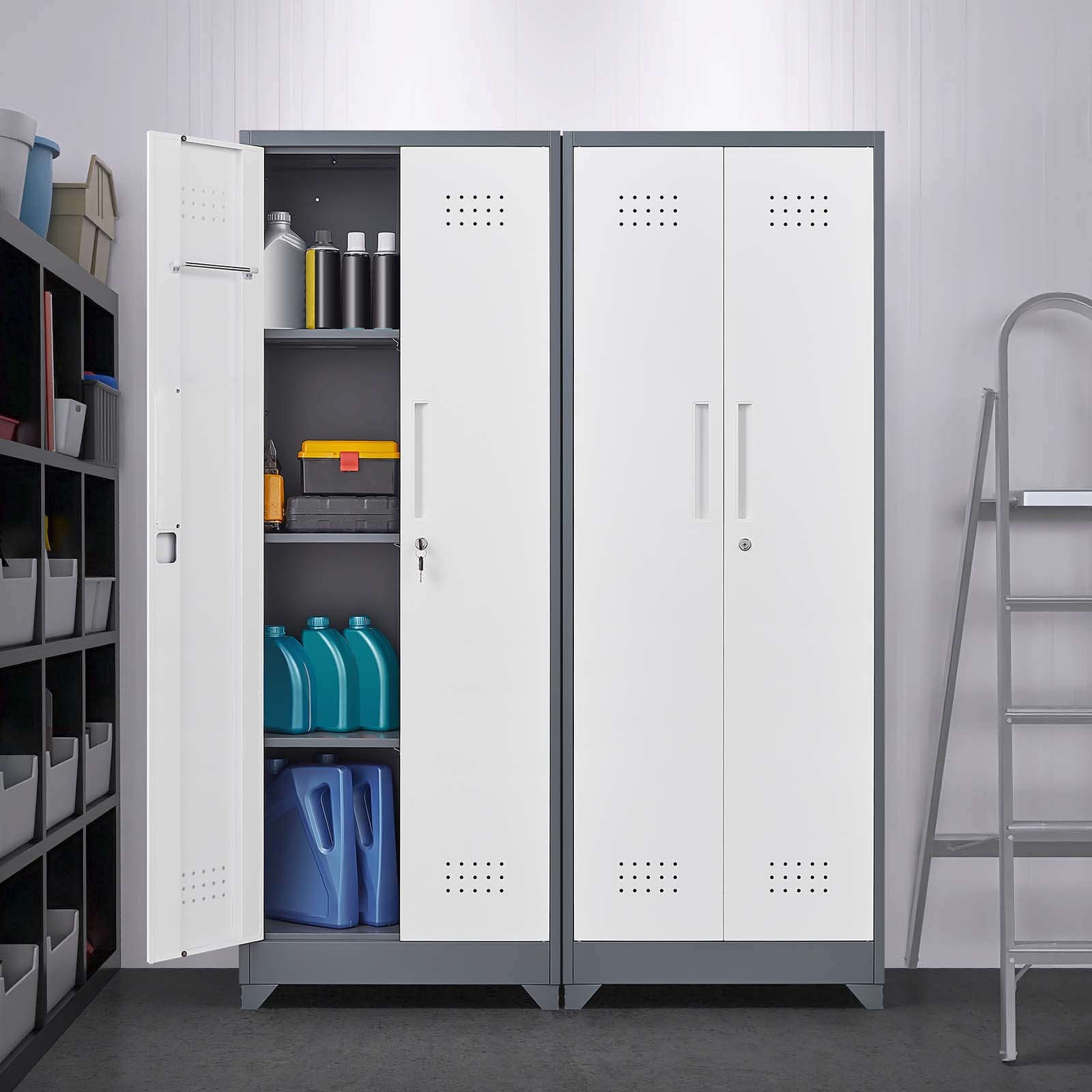 Gray And White 2 -Door 23.62-in File Cabinet With Locking Doors Metal Multipurpose Storage Cabine...
