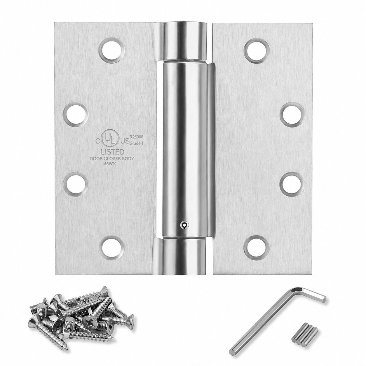 Oyezvary  Satin Nickel Self Closing Door Hinges 4 and Half Inch Adjustable Spring Heavy Duty Steel for Commercial Fire Rated Doors UL Listed 3