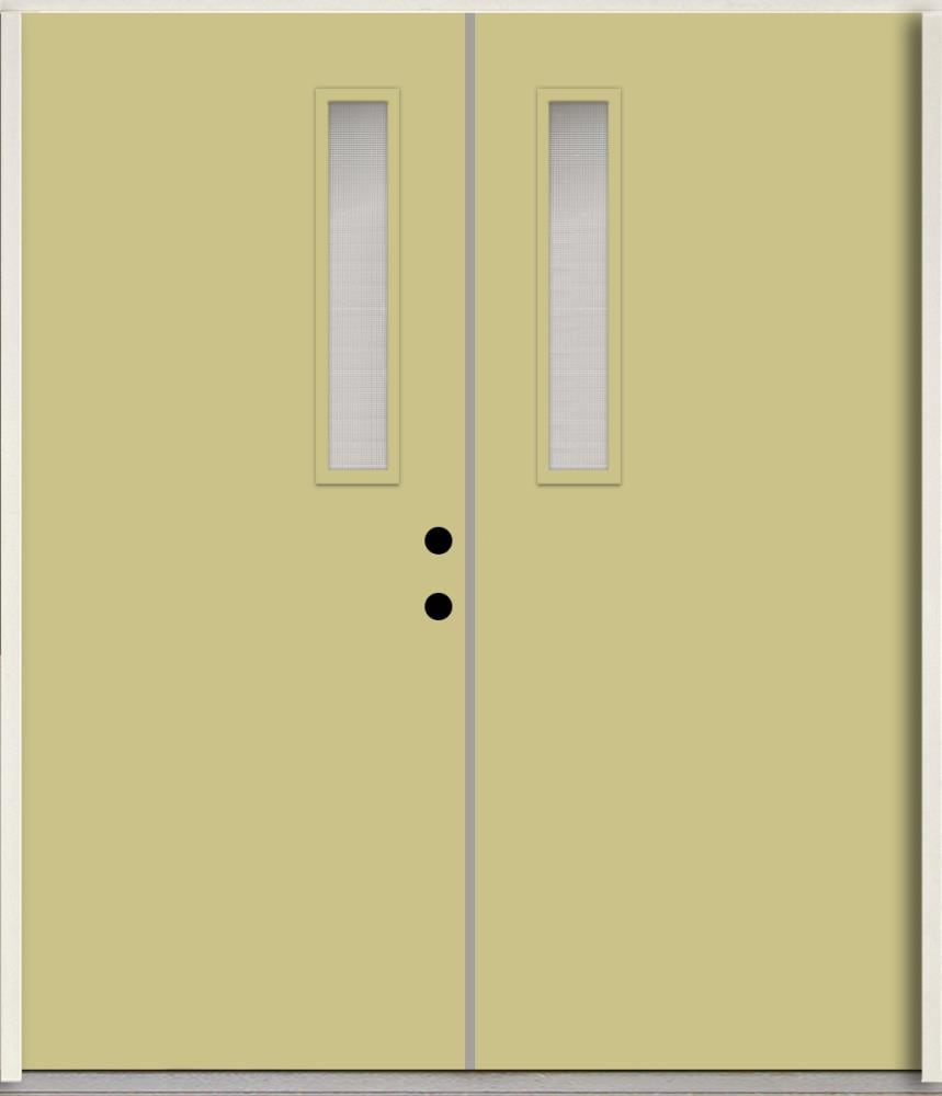 RELIABILT LO1063706 Spotlights 72-in x 80-in x Fiberglass 1/4 lite Left-hand inswing Universal Khaki Paint Painted Prehung Double Front Door Insulating core