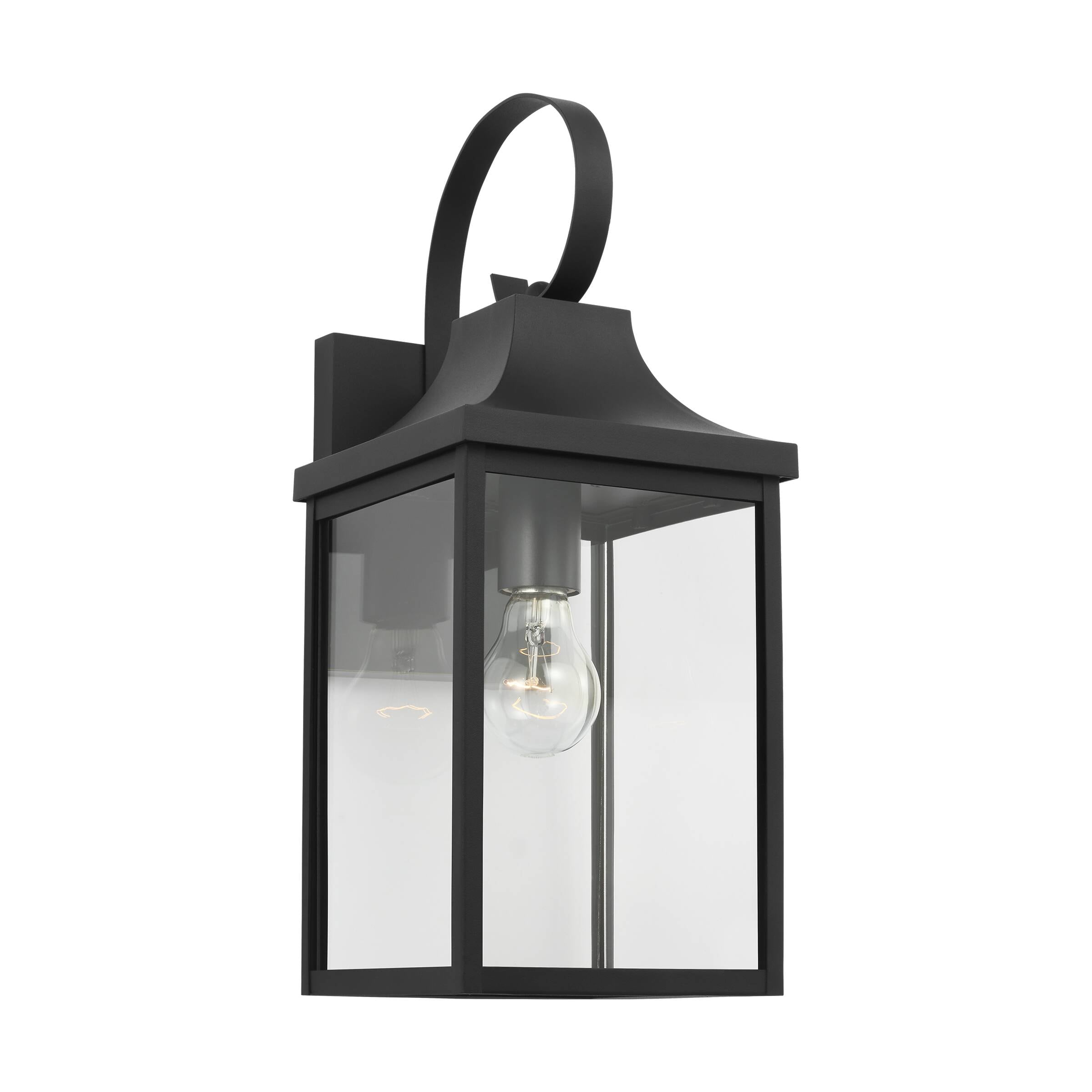 Generation Lighting GLO1021EN3/TXB Saybrook 1 -Light 17.375-in H Black Hardwired Outdoor Wall Light