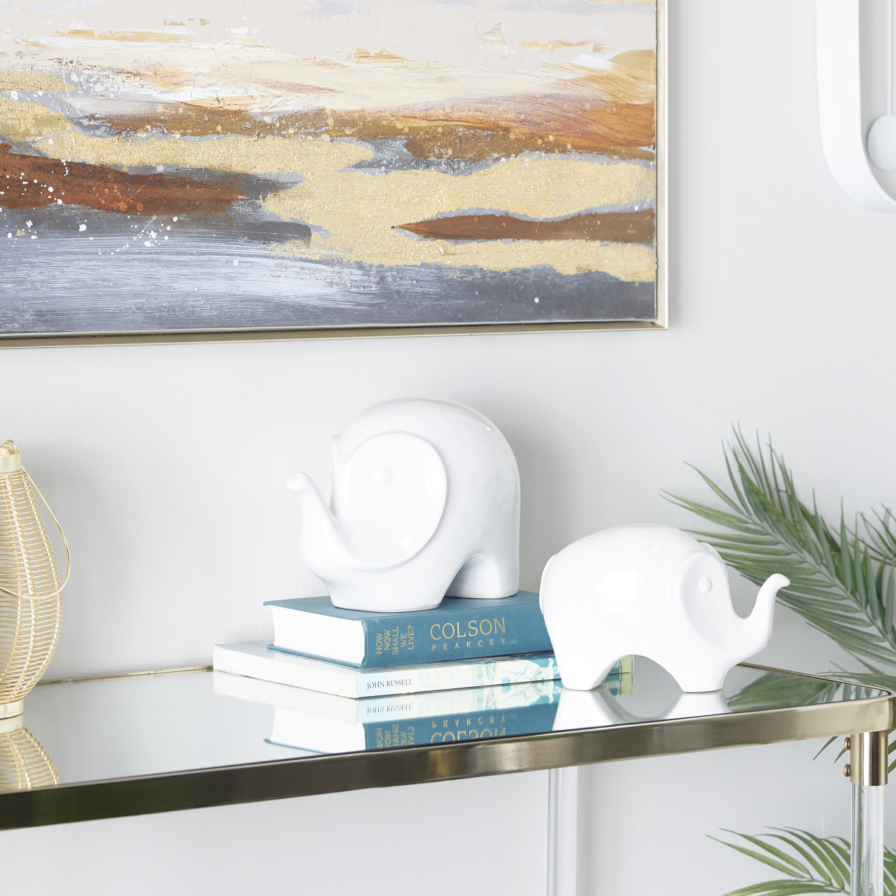 Grayson Lane 45401 2 -Pack White Stone Modern Sculpture