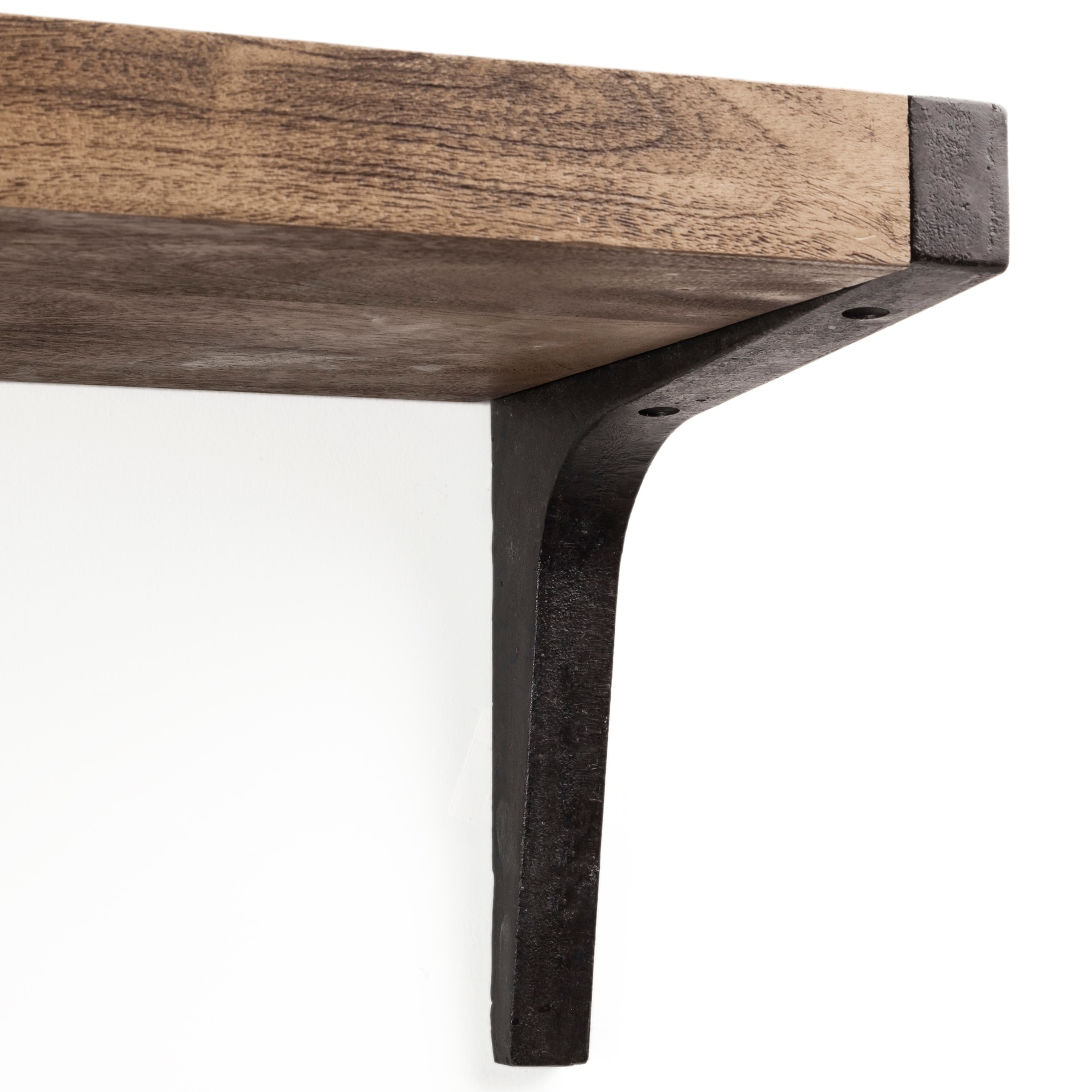 Dion Large Brown Wood and Iron Wall Shelf