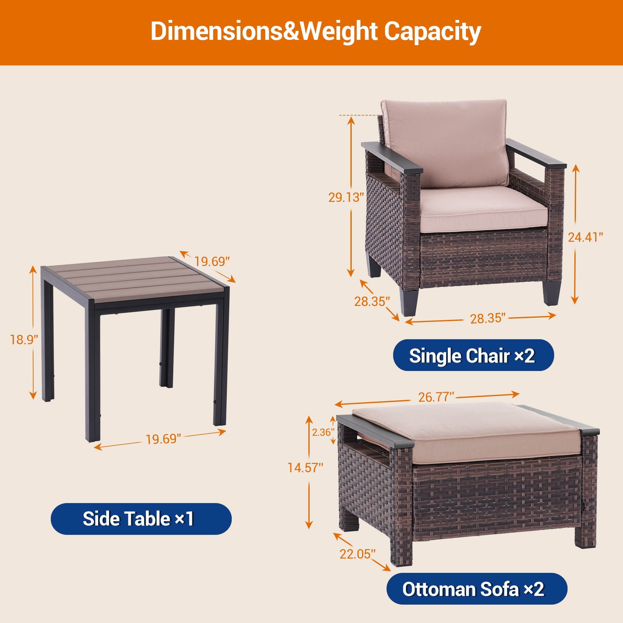 Sonkuki SD-015BG-H Patio-Conversation-Sets - View #2