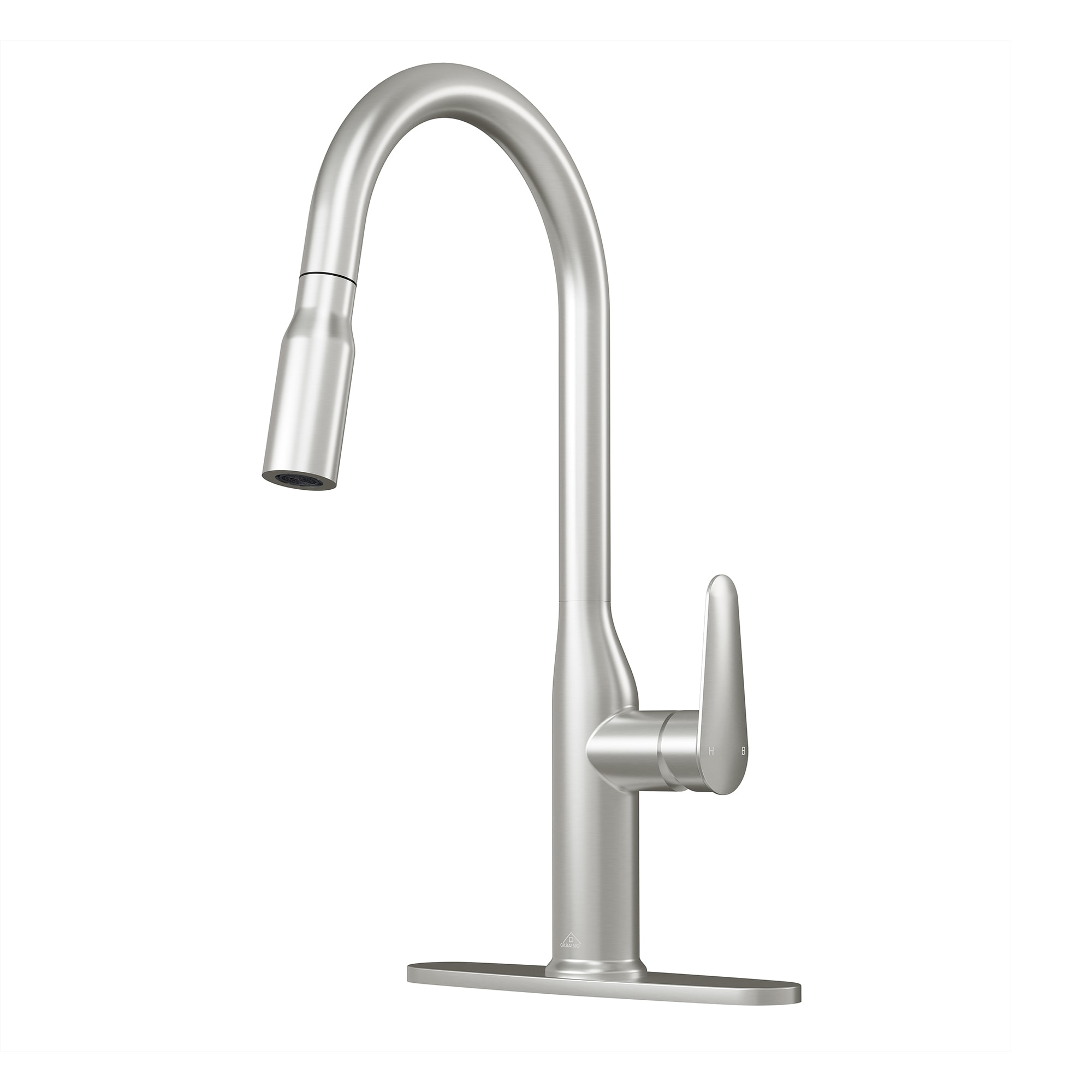 CASAINC ODB-LB-7105 Brushed Nickel Single Handle Deck-mount Pull-out Kitchen Faucet with Sprayer ( Deck Plate Included )