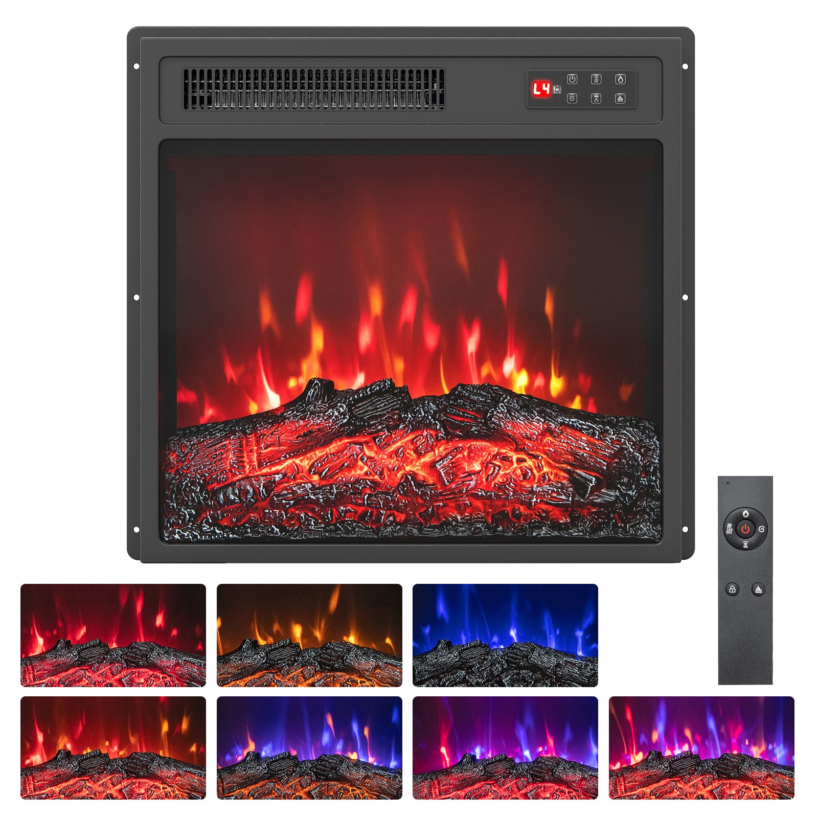 SUGIFT 18-in 1500-W 5100-BTU 7-Flame Color 5-Level Brightness Remote Control Electric Fireplace Insert #LW018SUGHY1371