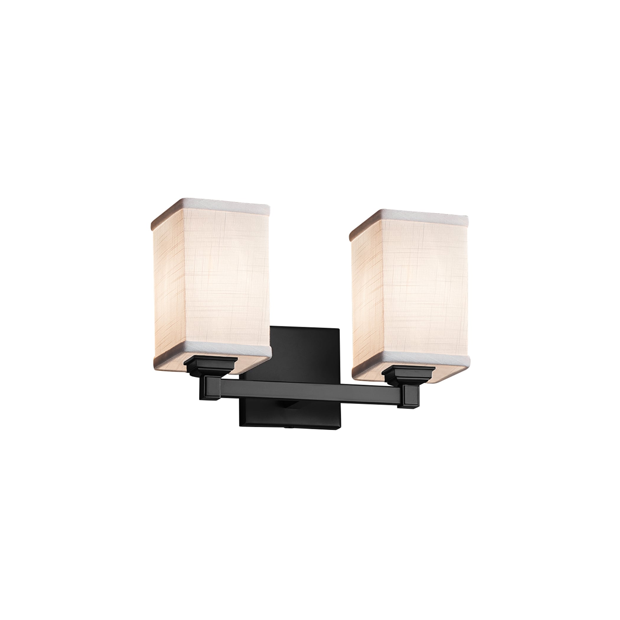 Justice Design Group FAB-8432-15-WH-MB-LD Textile 13-in 2-Light Matte Black LED Transitional Vanity Light