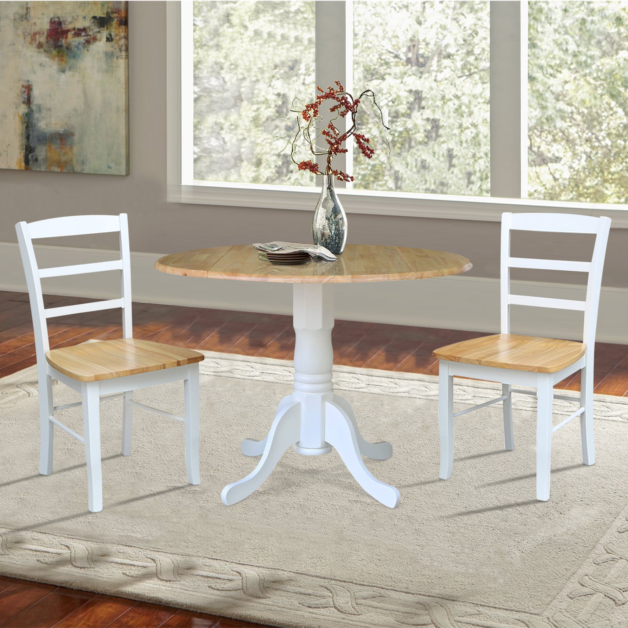 International Concepts Natural White Transitional Dining Room Set With 