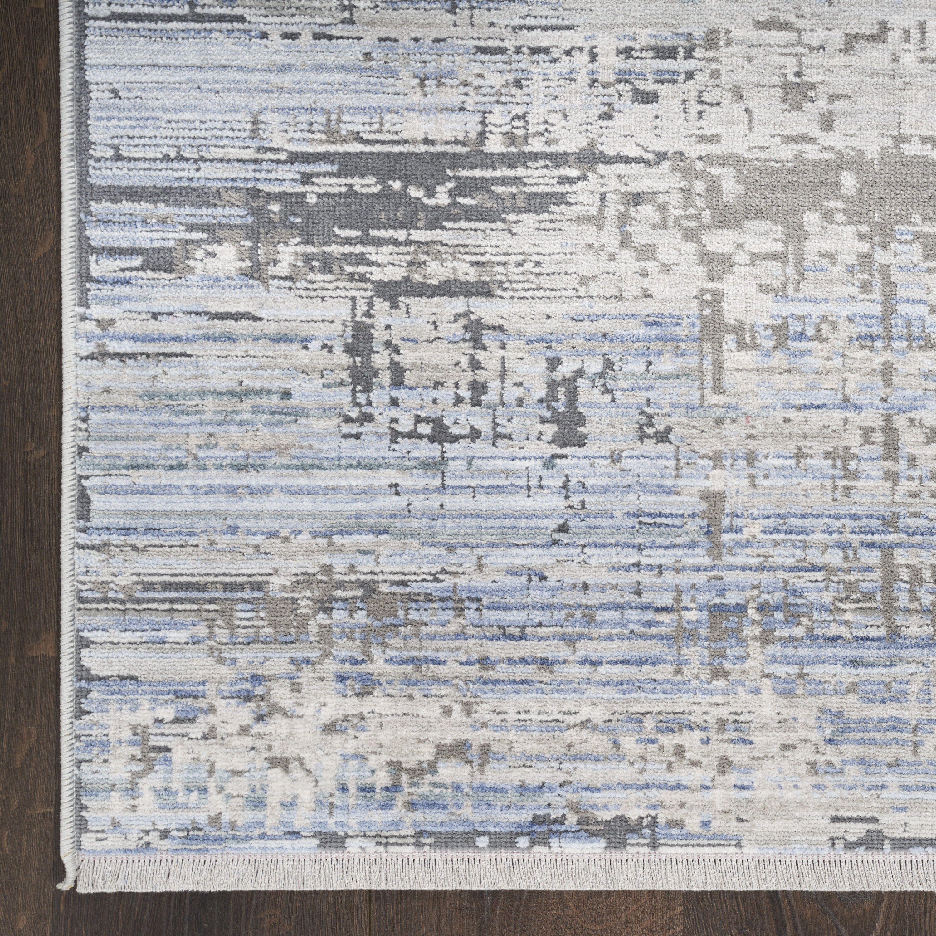 Blue and Gray Abstract 8' x 10' Stain-Resistant Synthetic Rug