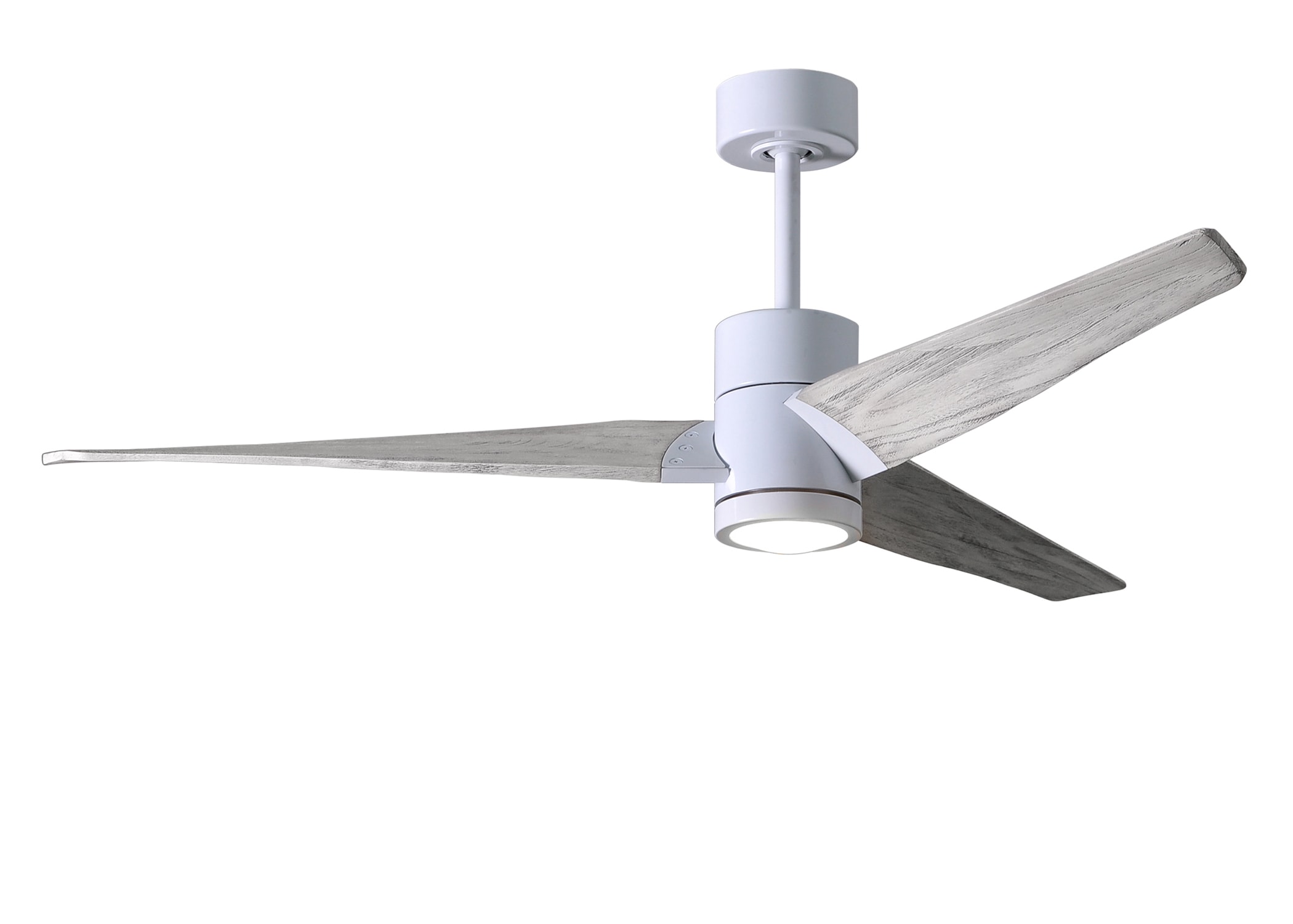 Matthews Fan Company SJ-WH-BW-60 Super Janet 60-in Color-Changing Integrated LED Outdoor Gloss White with Barn Wood Tone Blades Ceiling Fan With Light - Remote Included ( 3 -Blade )