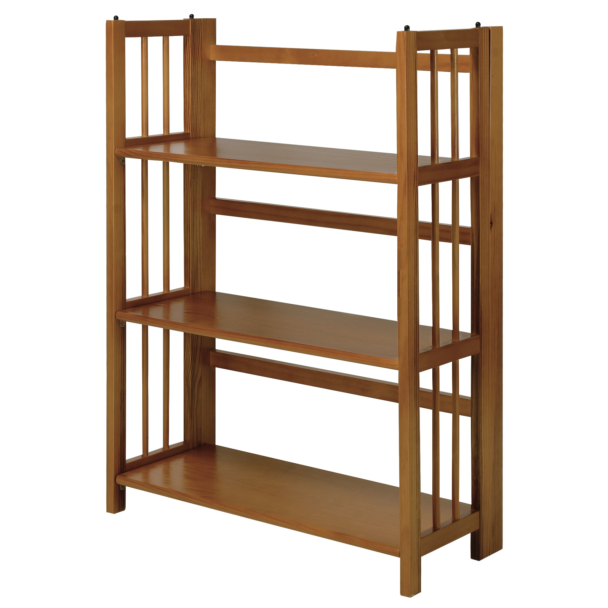 Mission Chestnut Medium Stained 3-Shelf Stackable Wood Bookcase
