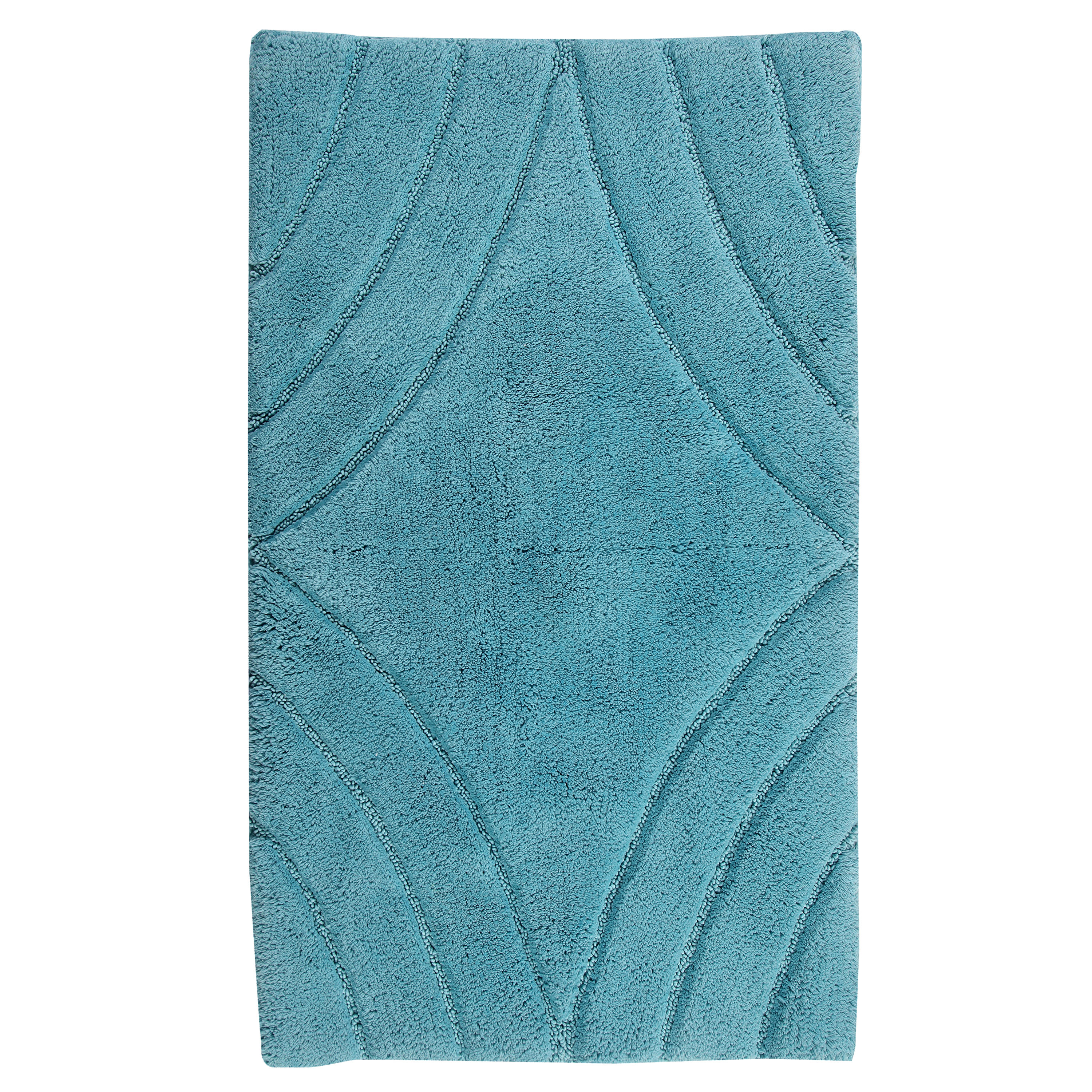 Diamond 40 In X 24 In Aqua Cotton Bath Rug In The Bathroom Rugs Mats   46496439 