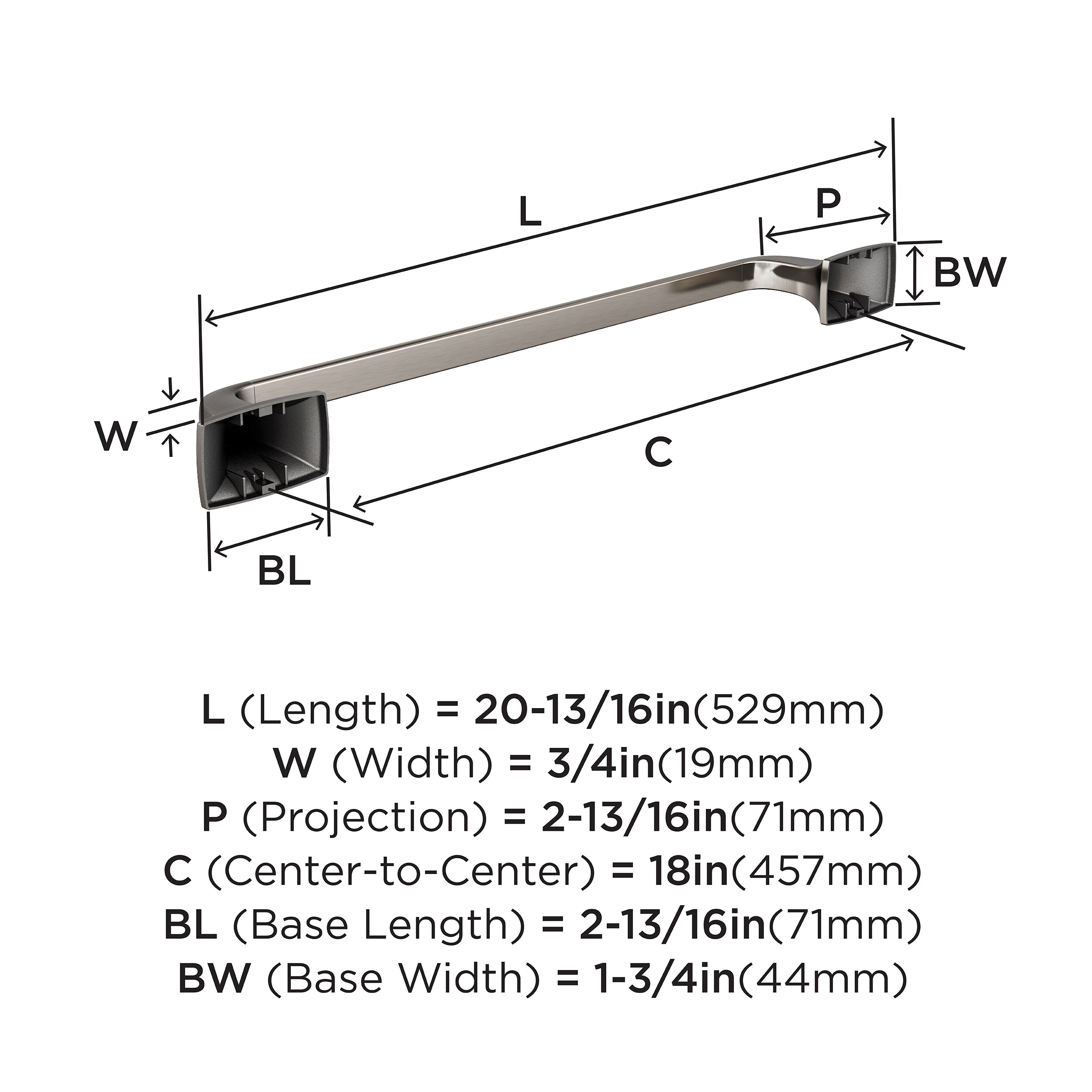 Highland Ridge 18-Inch Brushed Nickel Towel Bar