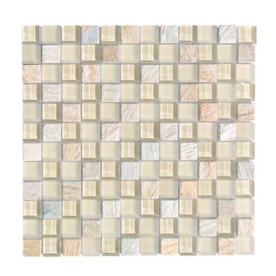 Aqua & Beige Glass & Stone Mosaic Tiles Kitchen8mm SAMPLE TILE