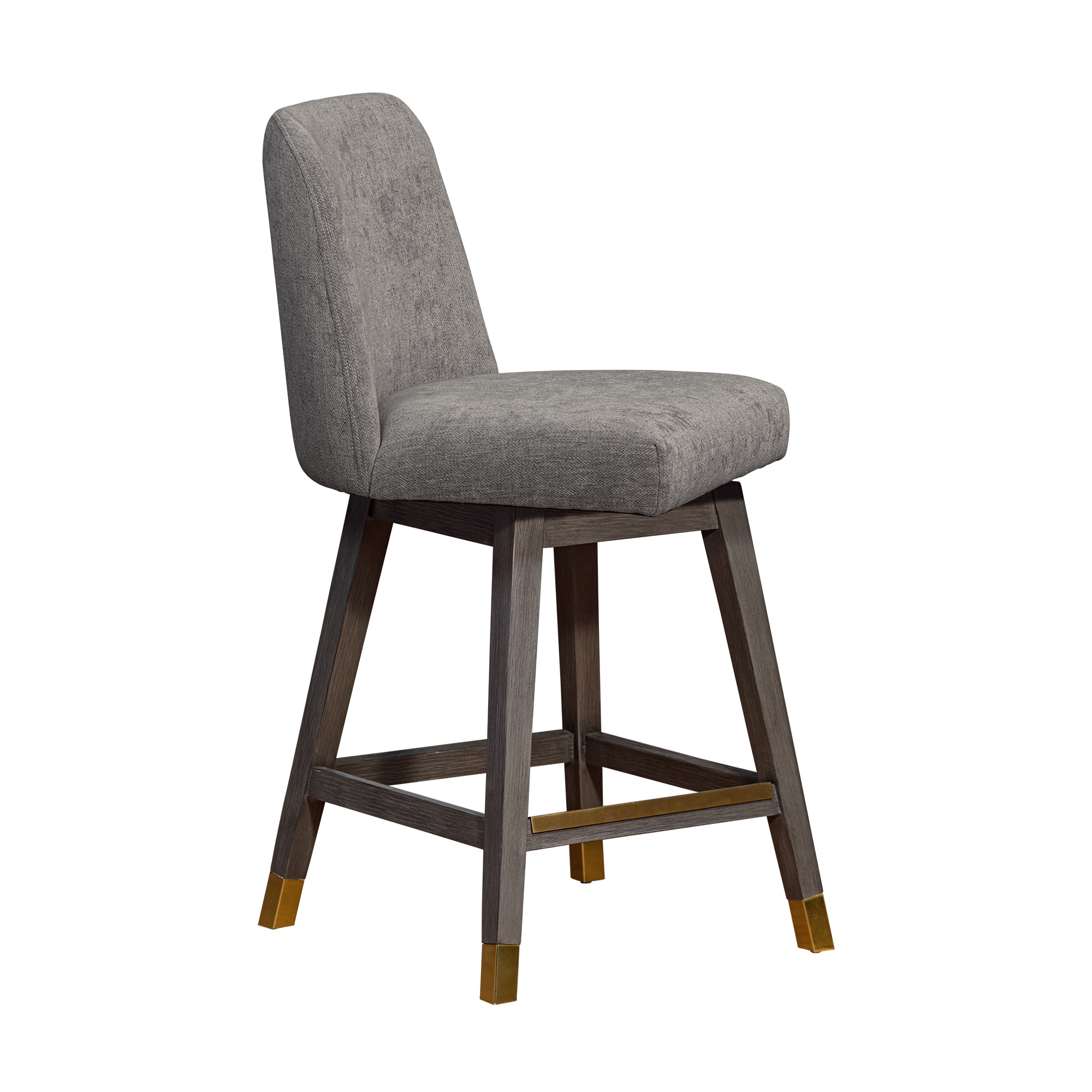 Armen Living 840254332058 Gray Oak 26.0-in H Counter height Bucket seat Upholstered Swivel Wood Bar Stool and Back